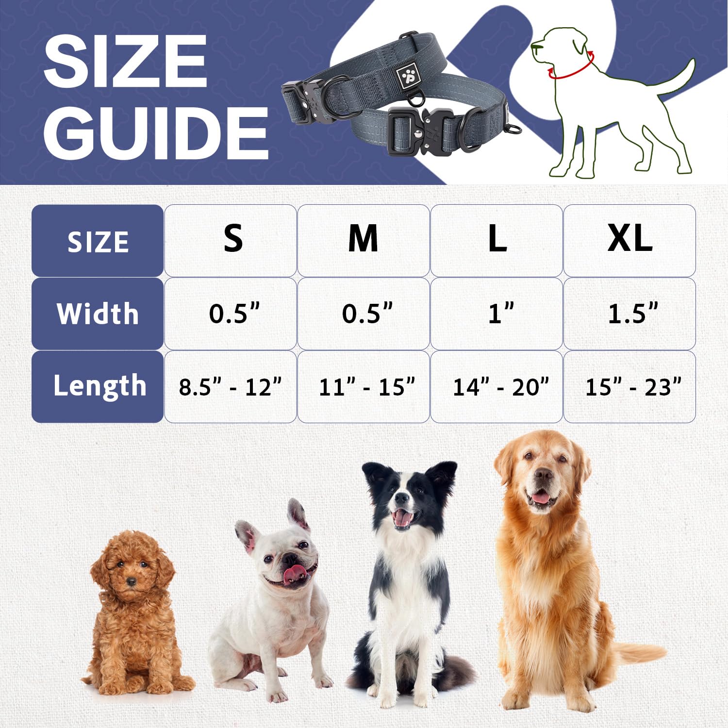 Pawspassion Heavy Duty Dog Collar For X-Large Dogs, Chew Proof Metal Hardware, Reinforced Nylon Dog Collar With Metal Quick-Rele