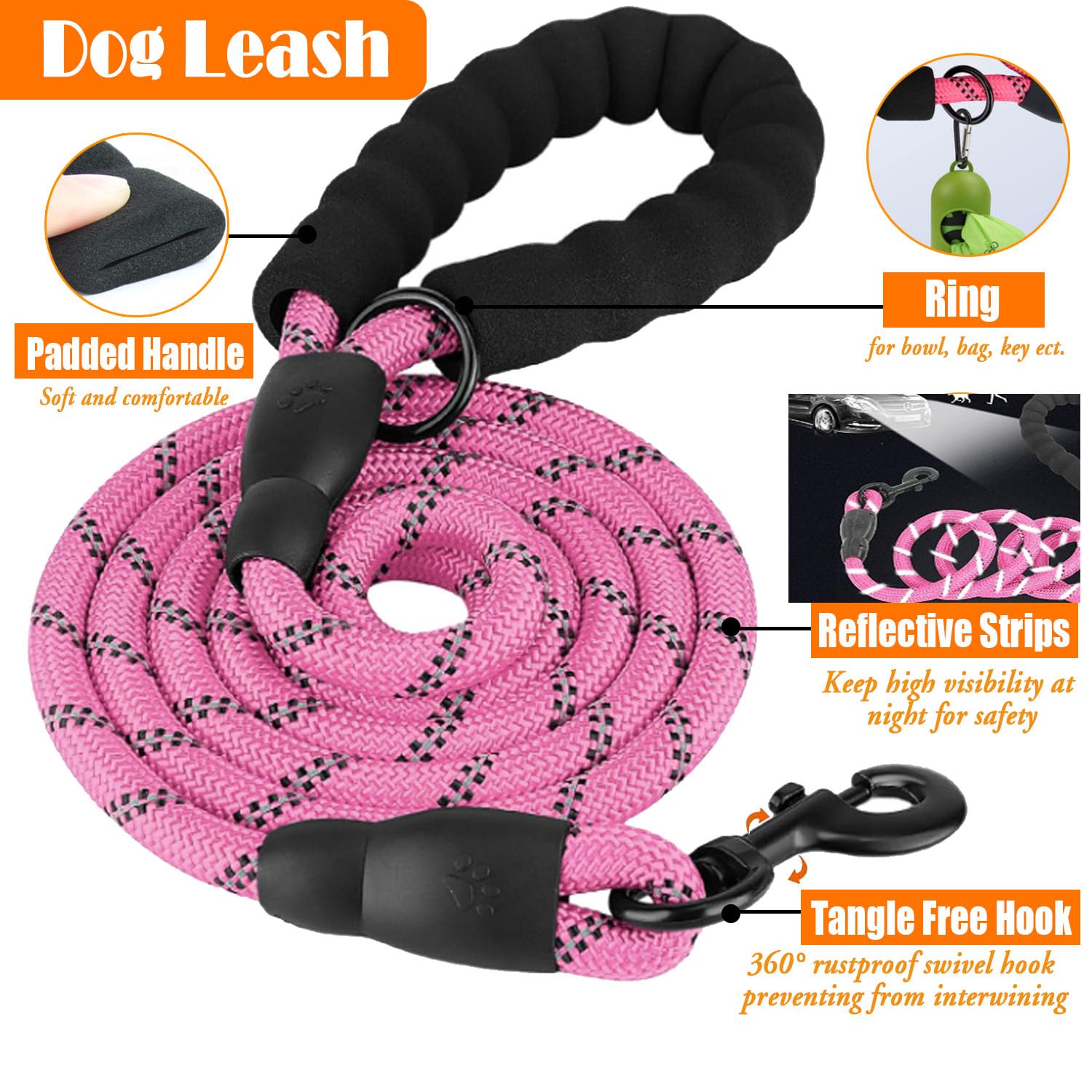 Lobeve No Pull Dog Harness, Collar & Leash Set | Includes Dog Seat Belt, Collapsible Bowls & Poop Bag Dispenser. Ideal For Train