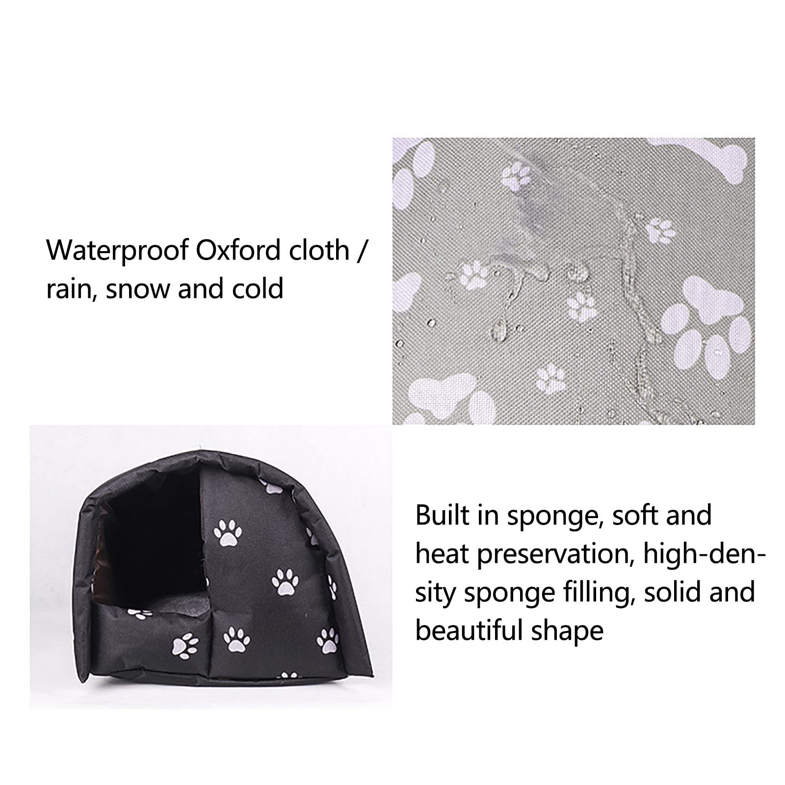 YOMEESOUL Large Outdoor Feral Cat House - Weatherproof, Waterproof, Foldable, Cotton Filled Tent for 3 Cats - Keeps Warm in Winter