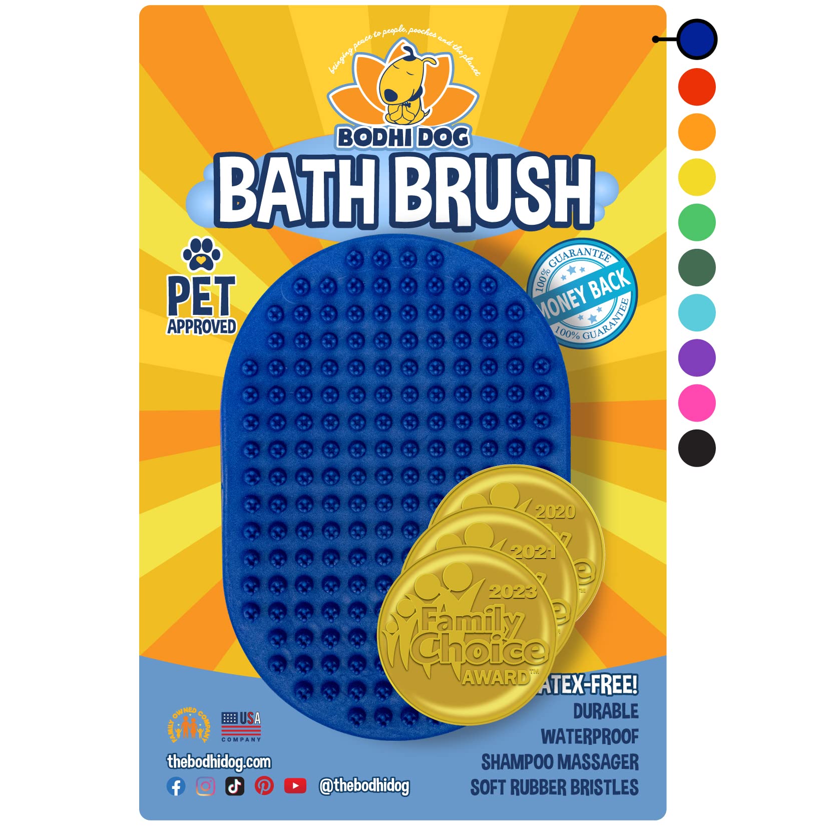 Bodhi Dog Shampoo Brush | Pet Shower & Bath Supplies For Cats & Dogs | Dog Grooming Bath Brush For Long & Short Hair Dog Scrubbe