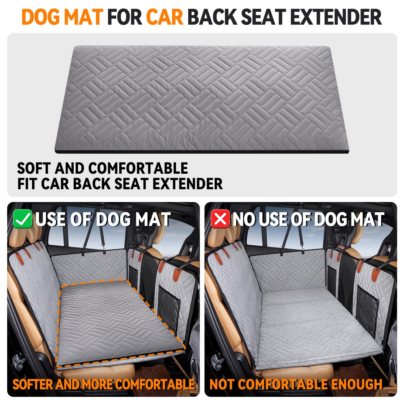 Yjgf Dog Mat For Back Seat Extender For Dogs,Dog Bed For Car,Hard Bottom Car Seat Cover For Dogs,Pet Cover For Hammock For Car (