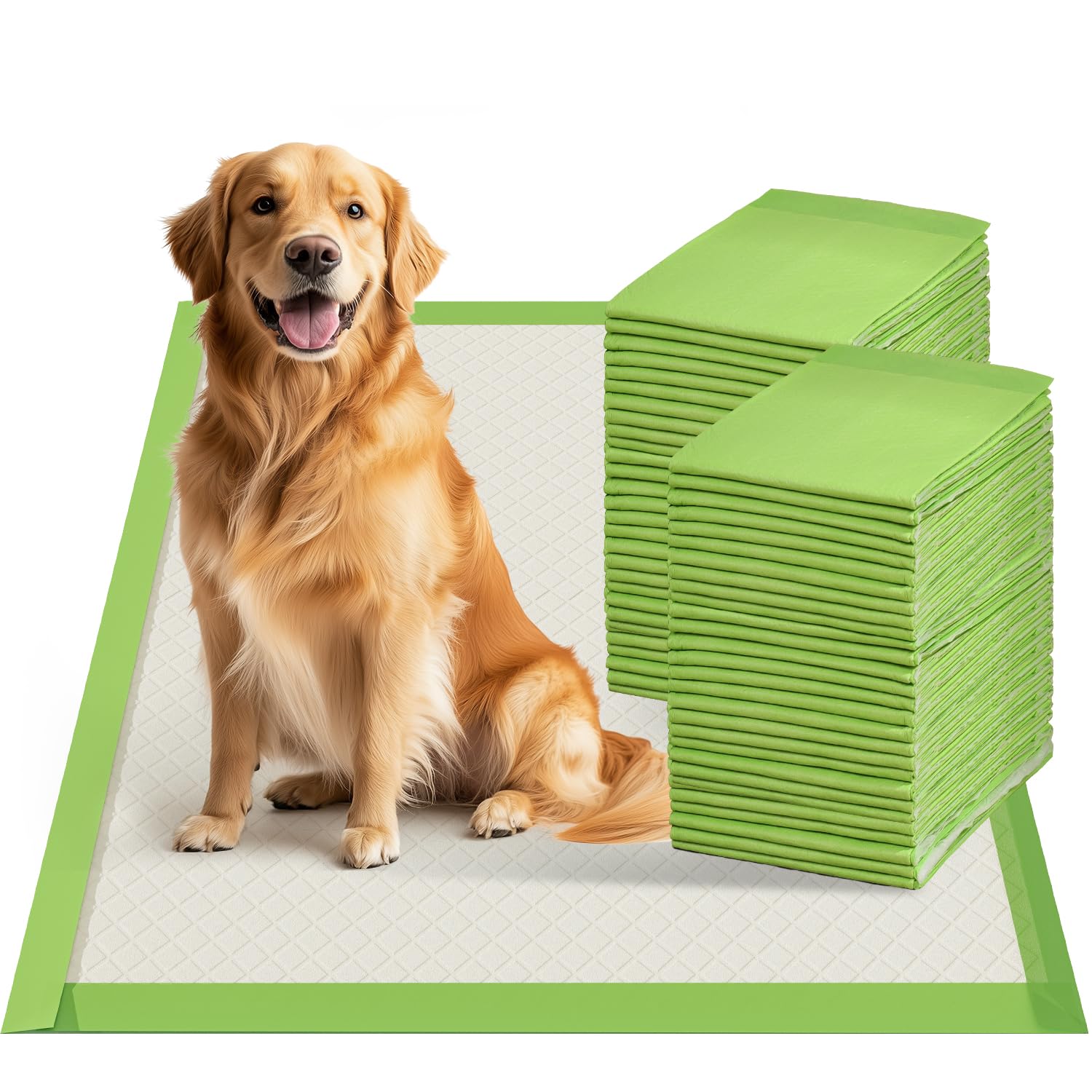 Gardner Pet Dog Pee Pads Extra Large 28 x34 , XL Thicker ECO Green Disposable Puppy Training Pads Super Absorbent Full Edge-Wrap