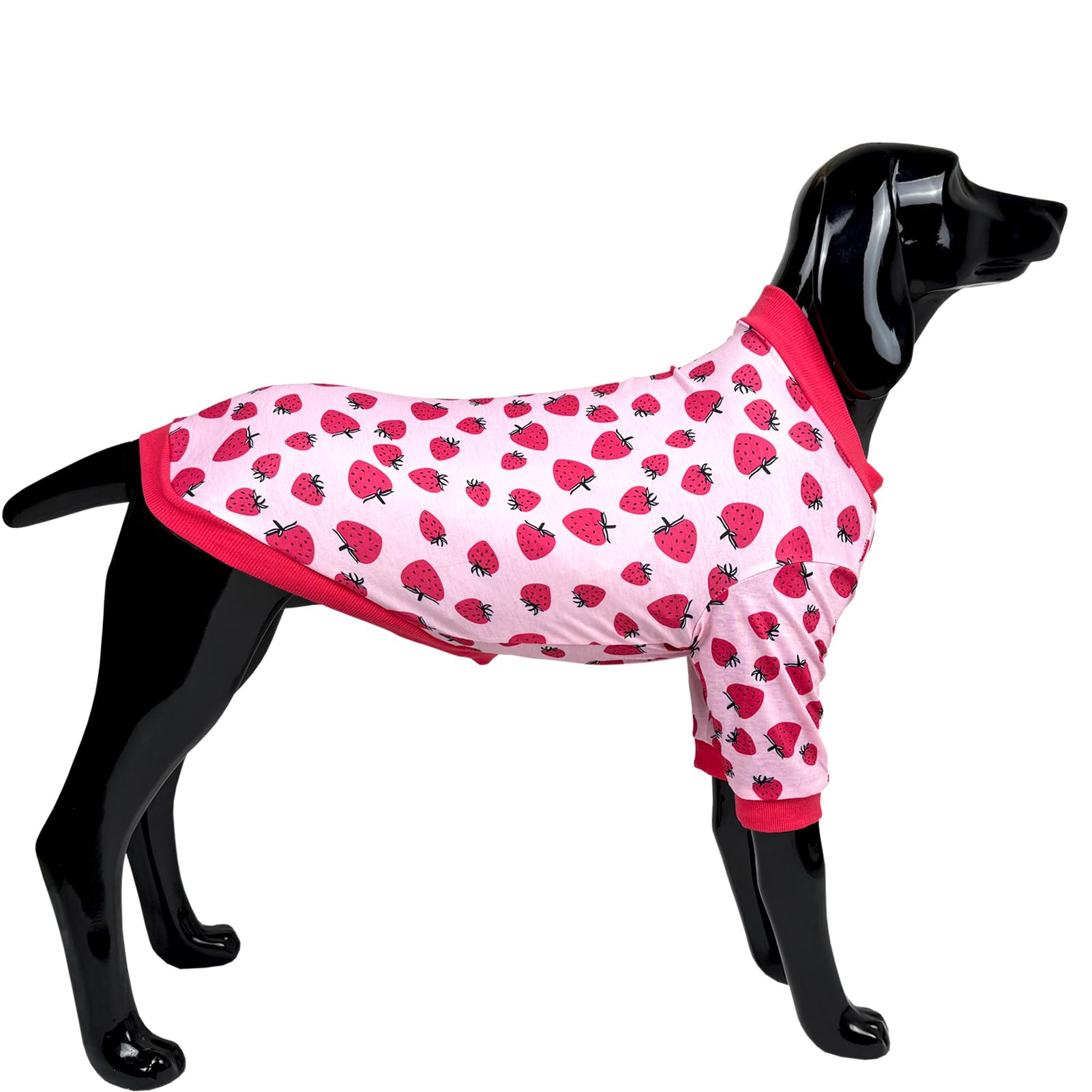 D.E.E Dog Shirt For Large Dogs Summer Cotton Dog Clothes Lightweight Tank Top Female Big (Strawberry, 3Xl)