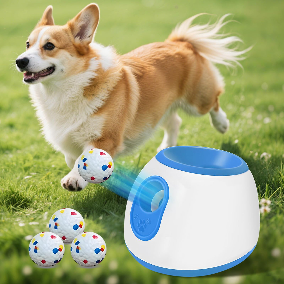 Abdtech Automatic Ball Launcher For Dogs - 2025 Upgraded Thrower Machine With 3 Launching Distance(10/20/30Ft) 3 Etpu Tennis Bal
