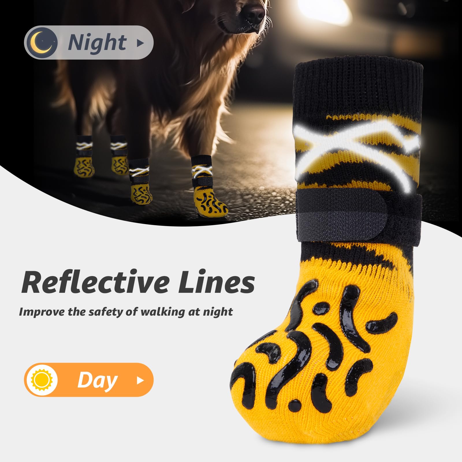 Reflective Dog Socks To Prevent Licking Paws, Dog Paw Protector, Hardwood Floors Anti Slip, Non Slip Dog Socks With Grippers, Do