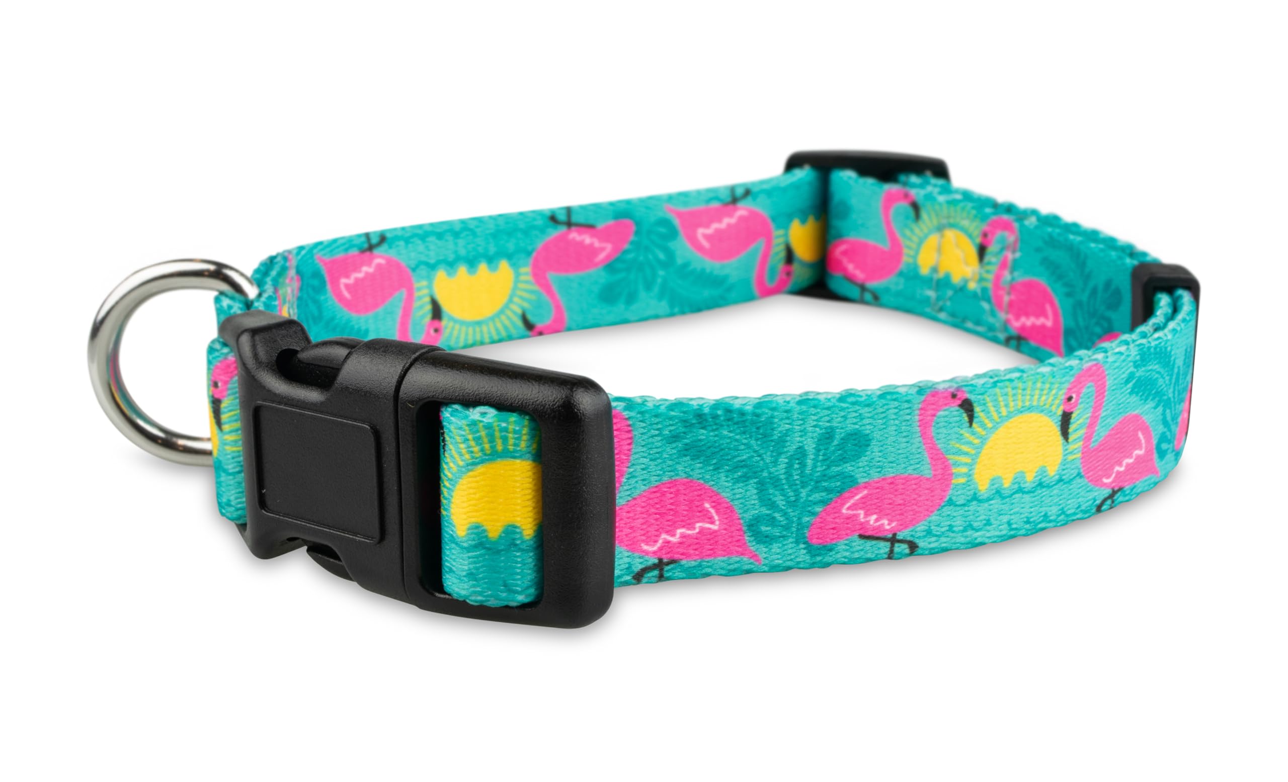 Limeloot Flamingo Dog Collar - Adjustable Dog Collar for Girl and Boy Dogs with Quick Release Buckle, Small