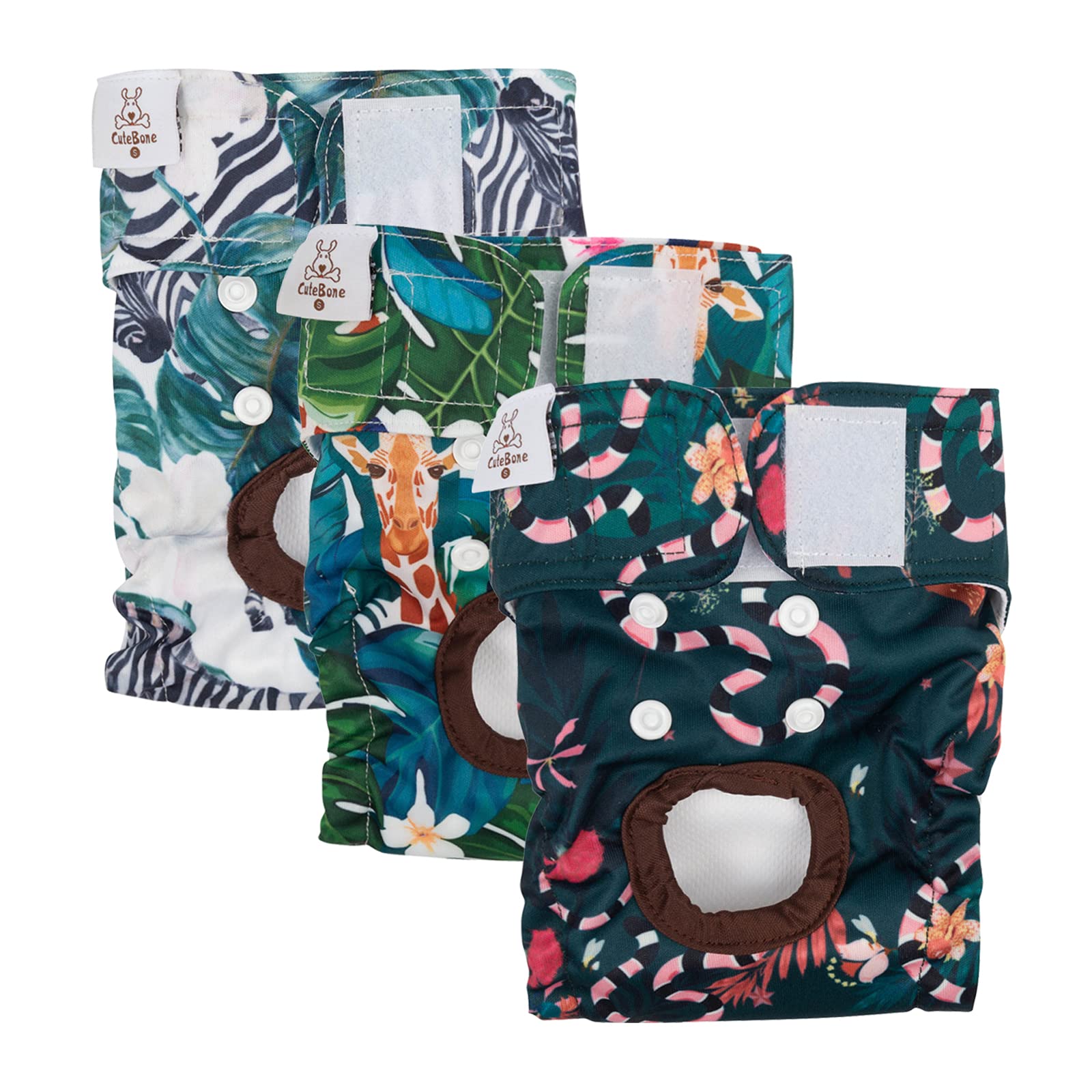 Cutebone Absorbent Dog Pampers Female Puppy Diapers Washable 3 Pack D39Xl