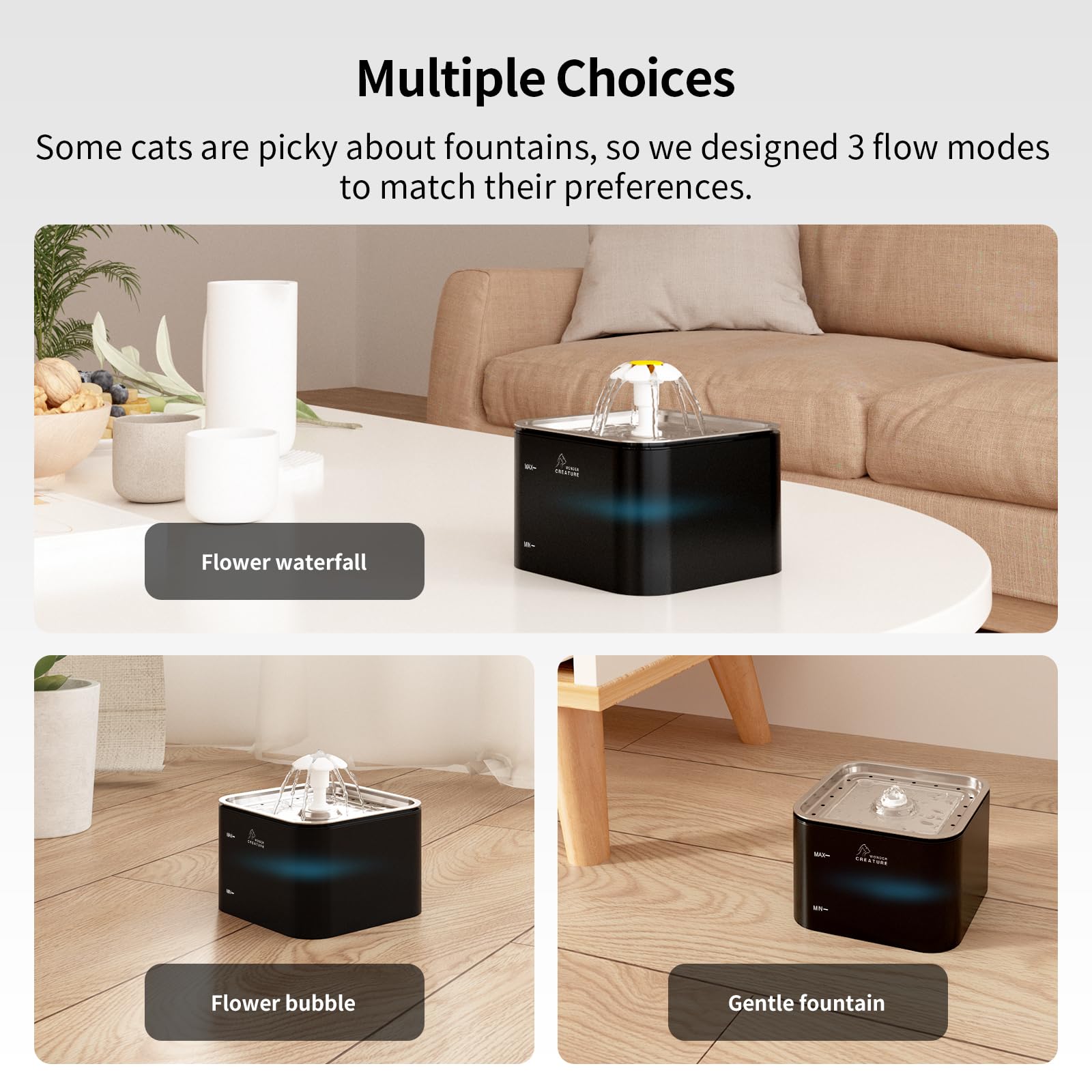 Crystal Cat Water Fountain Stainless Steel With 4 Filters And 4 Sponges, 101Oz/3L Pet Fountain With Led Light For Cats And Dogs