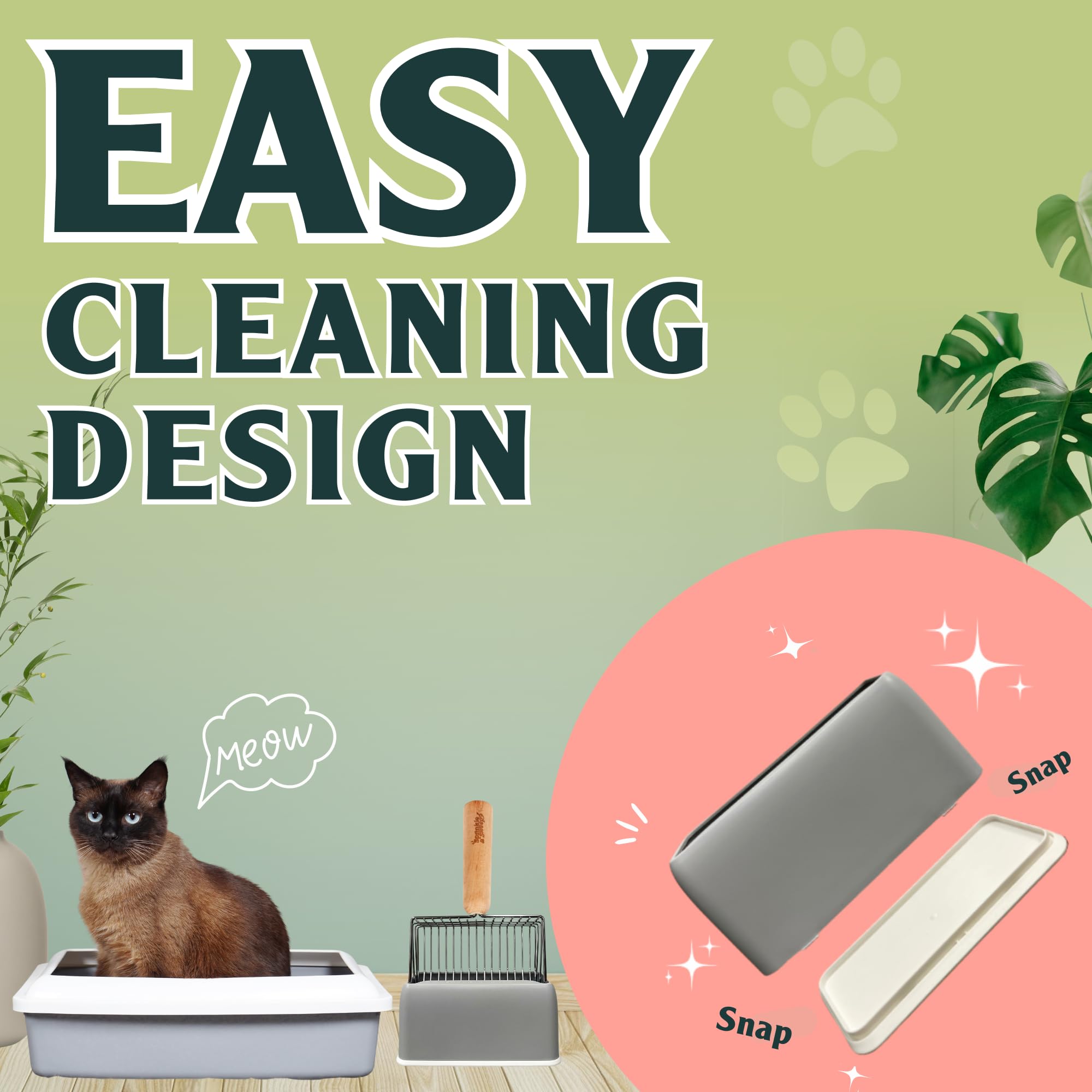 Sprinkle & Sweep Metal Cat Litter Scoop - Heavy Duty Litter Scooper & Speed Sifter With Comfortable Beech Wood Grip - Washable Convenient Stand For Easy And Efficient Cleaning
