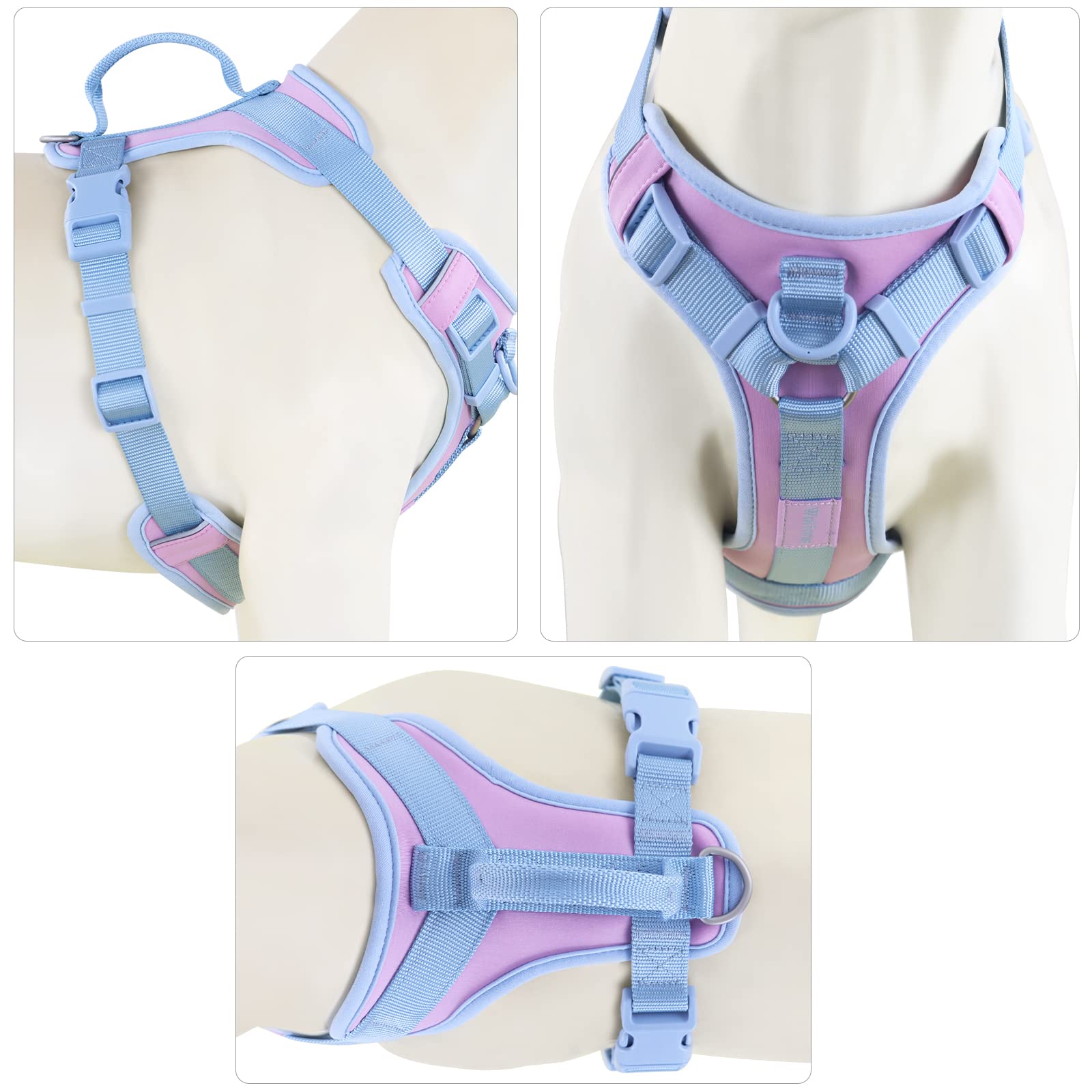 Wolfone No Pull Dog Harness Adjustable Soft Padded Pet Vest With Control Handle Adorable Daily Harness For Dogs(Sweet Lilac Xs)