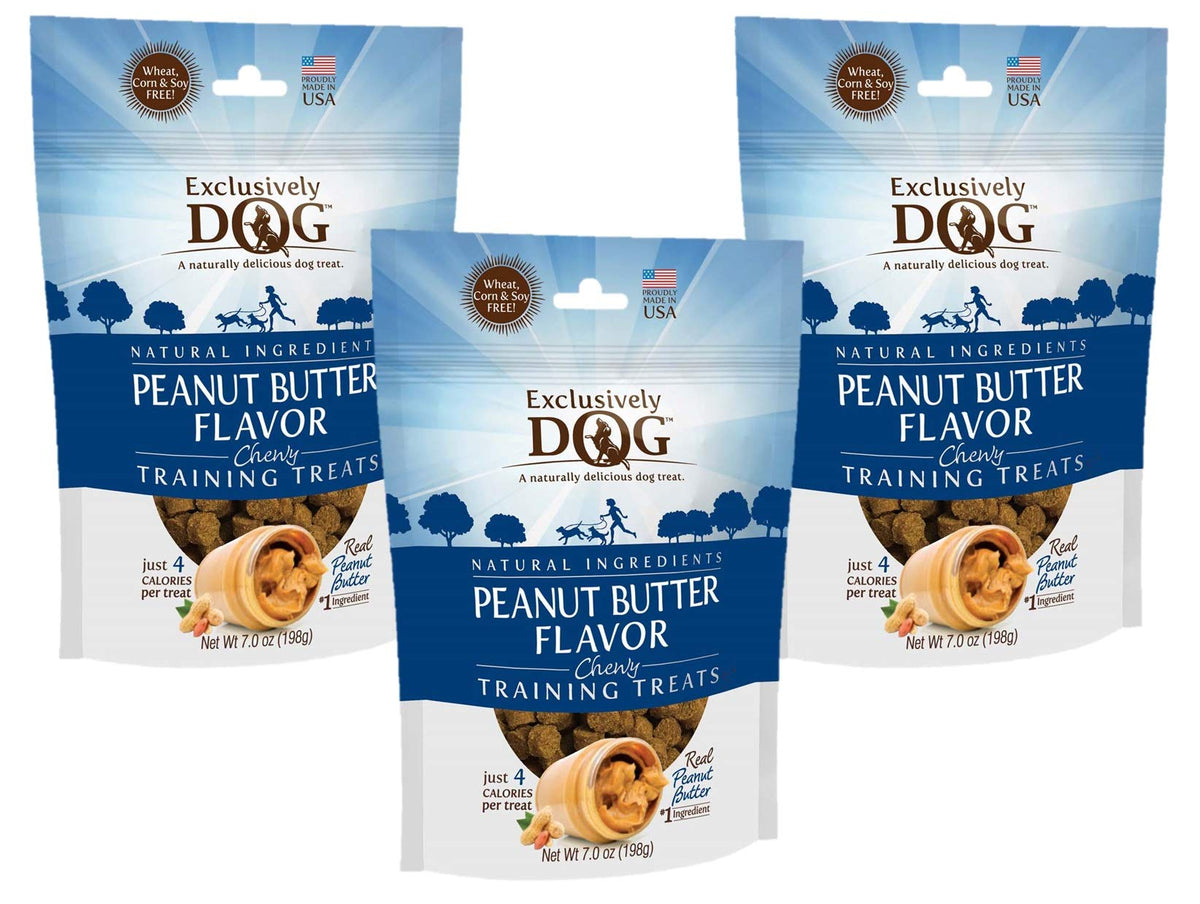 Exclusively Dog 3 Pack Of Peanut Butter Chewy Training Treats, 7 Ounces Each, Low Calorie And Vegetarian3