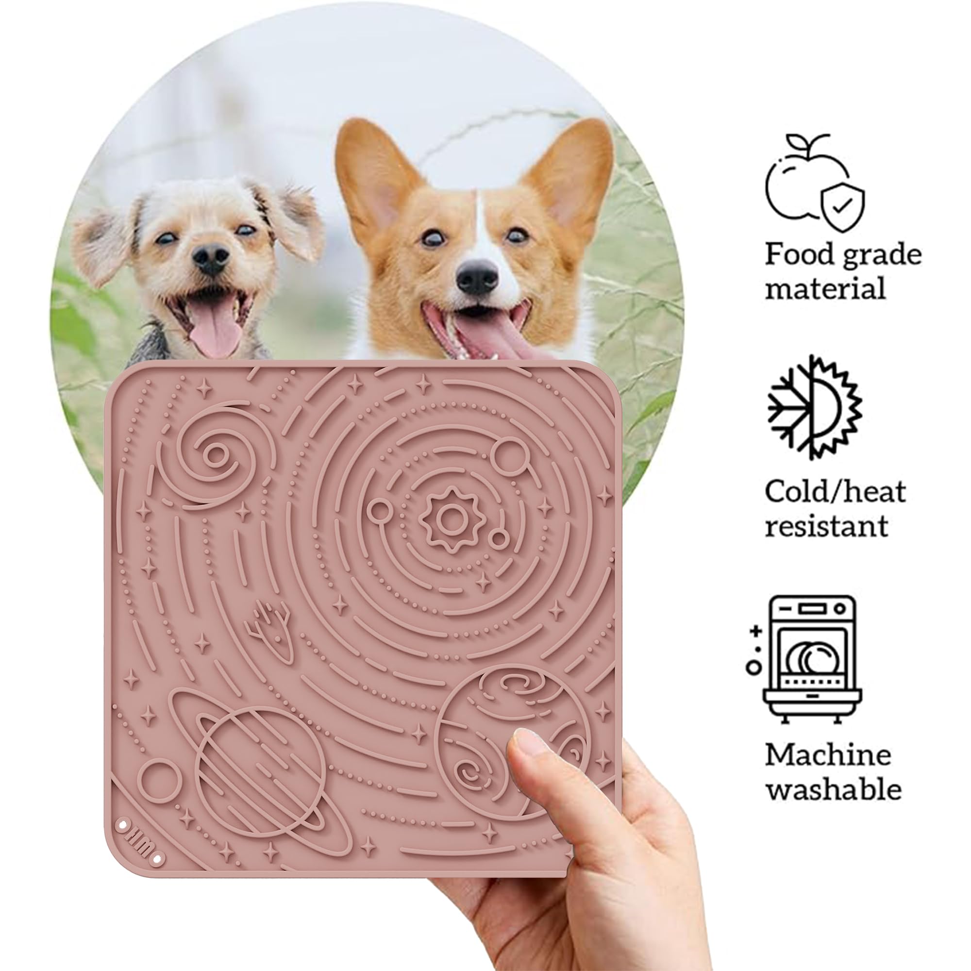 Ohmo Lick Mat For Dogs And Cats(Small, Mars&Coral, 2Pcs) Enrichment Accessories Toy Space Star Easy Clean Pet Slow Feeder/Suctio