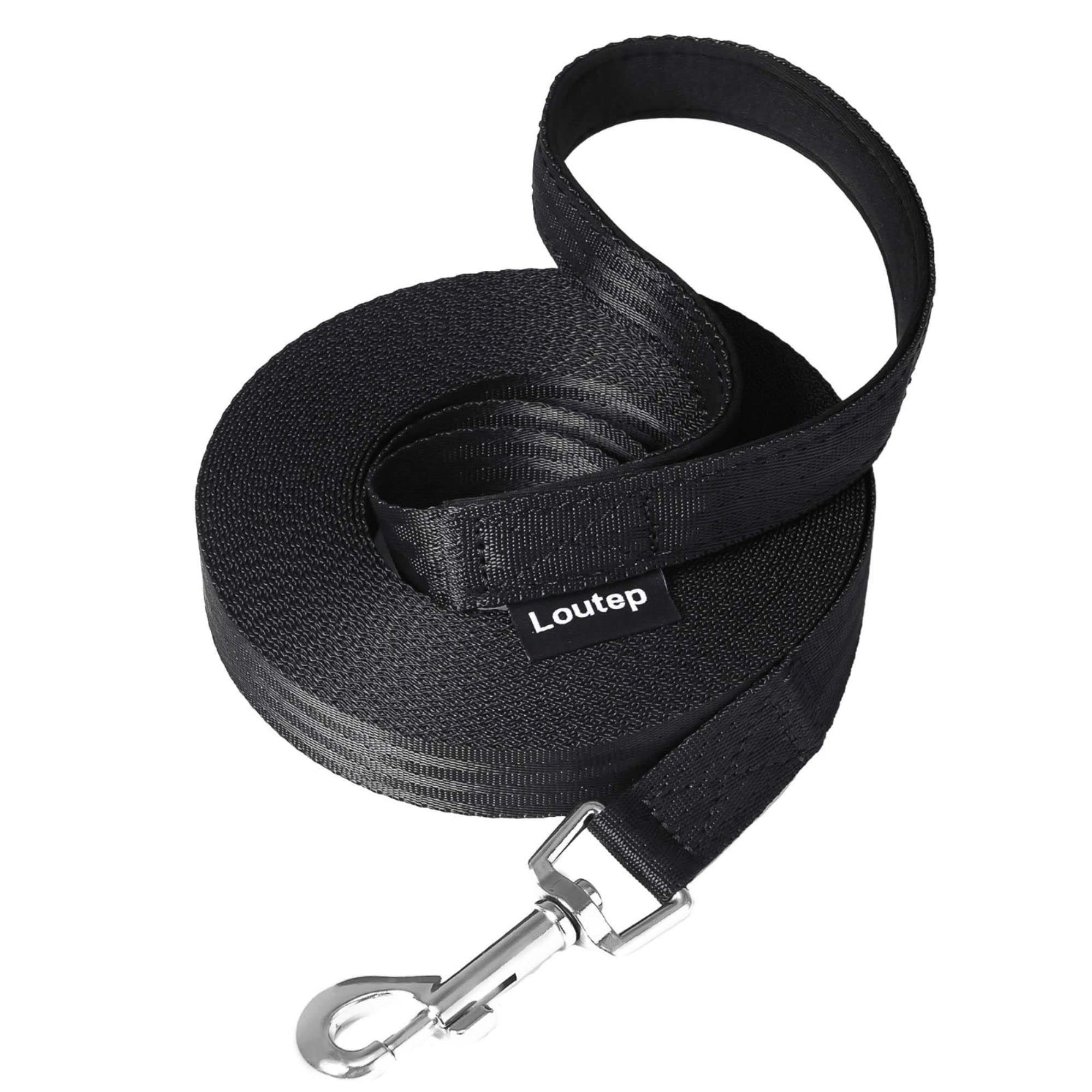 Loutep Dog Training Leash 15ft 20ft 30ft 50ft 100ft - Extra Long Dog Leash Heavy Duty with Padded Handle for Small Medium & Larg