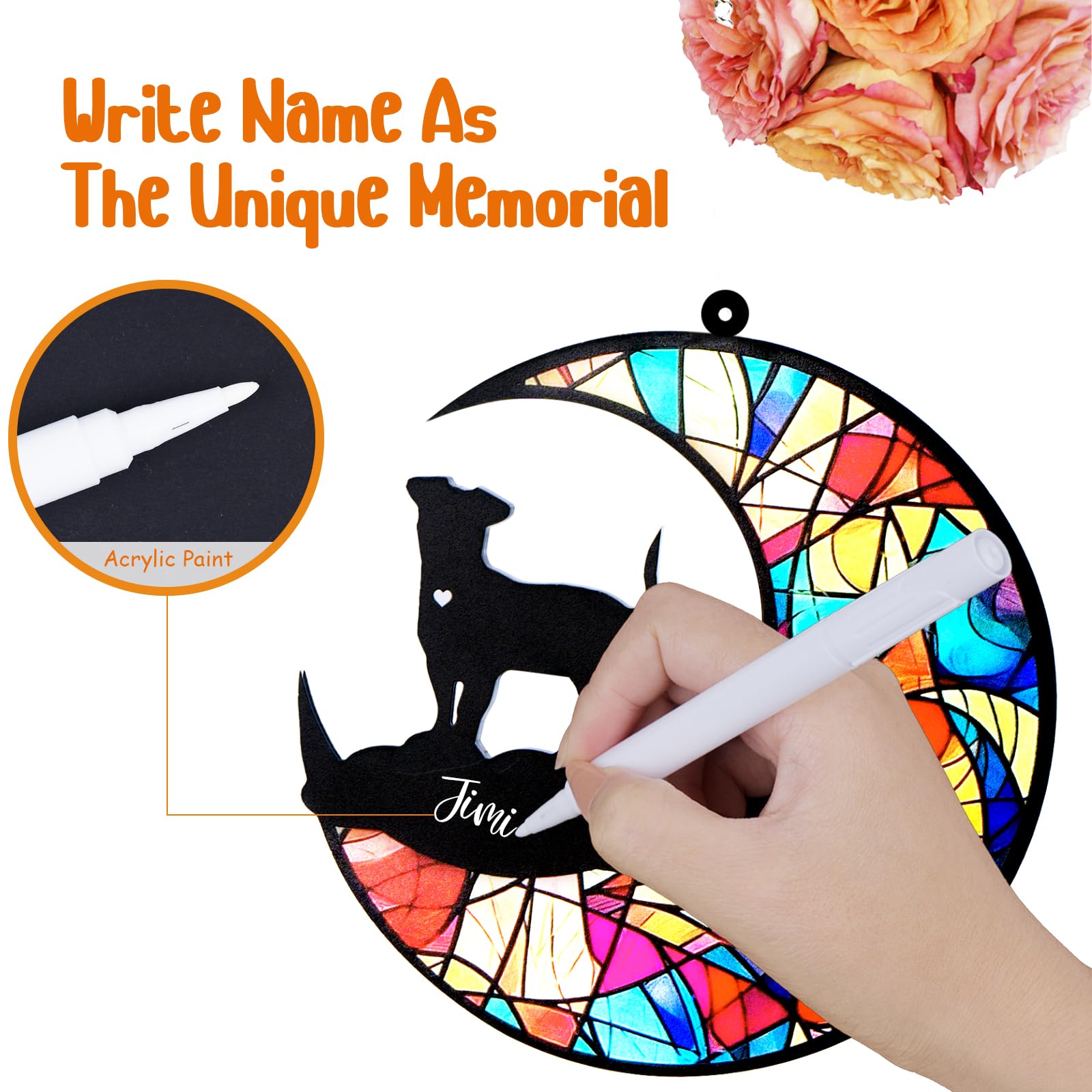 Deerzone Dog Memorial Suncatcher,Dog Memorial Gifts For Loss Of Dog,Loss Of Pet Sympathy Gift Dog Pass Away Gifts With Name Date