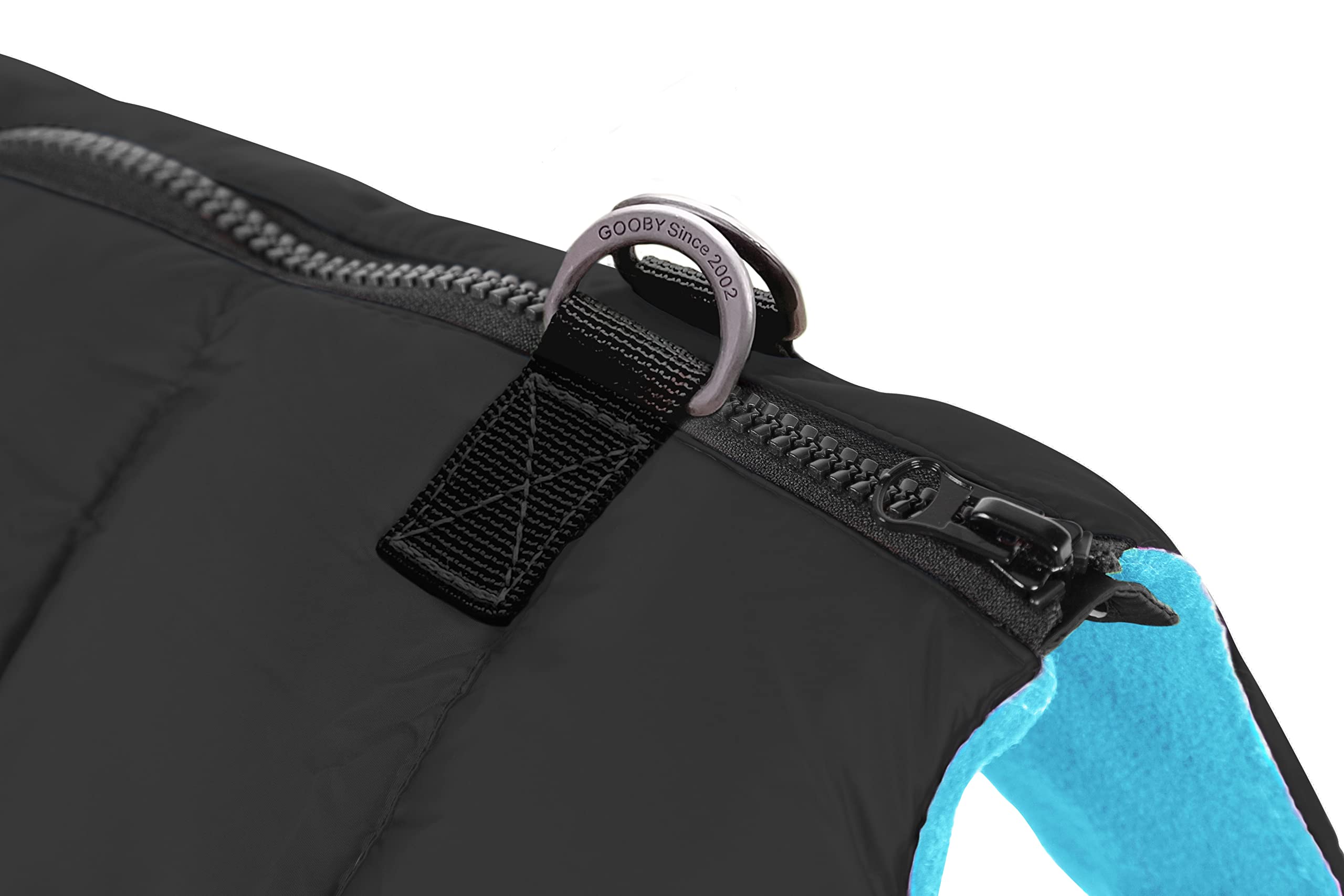 Gooby Padded Vest Dog Jacket - Solid Black, X-Small - Warm Zip Up Dog Vest Fleece Jacket With Dual D Ring Leash - Water Resistant Small Dog Sweater - Dog Clothes For Small Dogs Boy And Medium Dogs