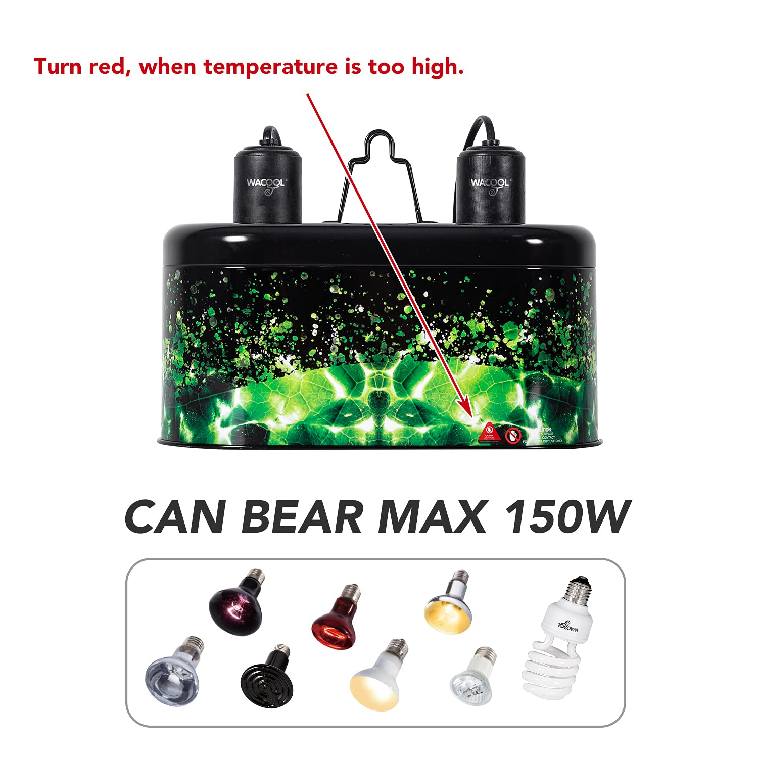 Wacool Reptile Dome Light Dual Fixture For 2 Reptile Light Bulbs, Optical Reflector Lampshade For Tropical Desert Reptile Heat Lamp Uvb Light Dual Combo Kit With 2 Indenpent Switches