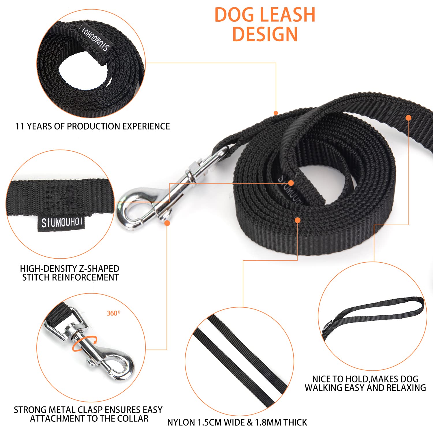 Siumouhoi 6 Ft Puppy Leash, Strong Traditional Style Leash With Easy To Use Collar Hook,Dog Lead Great For Small And Medium And