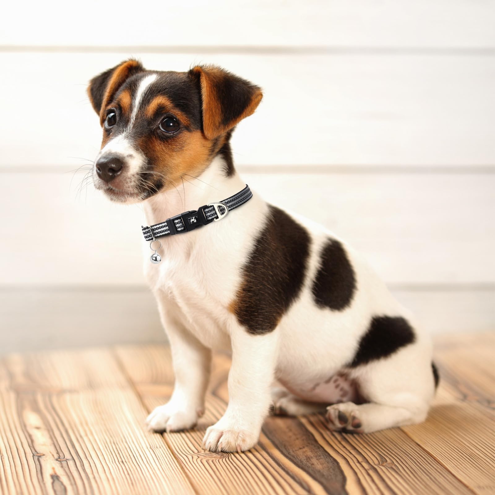 Puppy Collar With Bell For Small Dogs - Reflective Nylon Adjustable Collar For Xs & S Dogs High Visibility For Night Walks, For