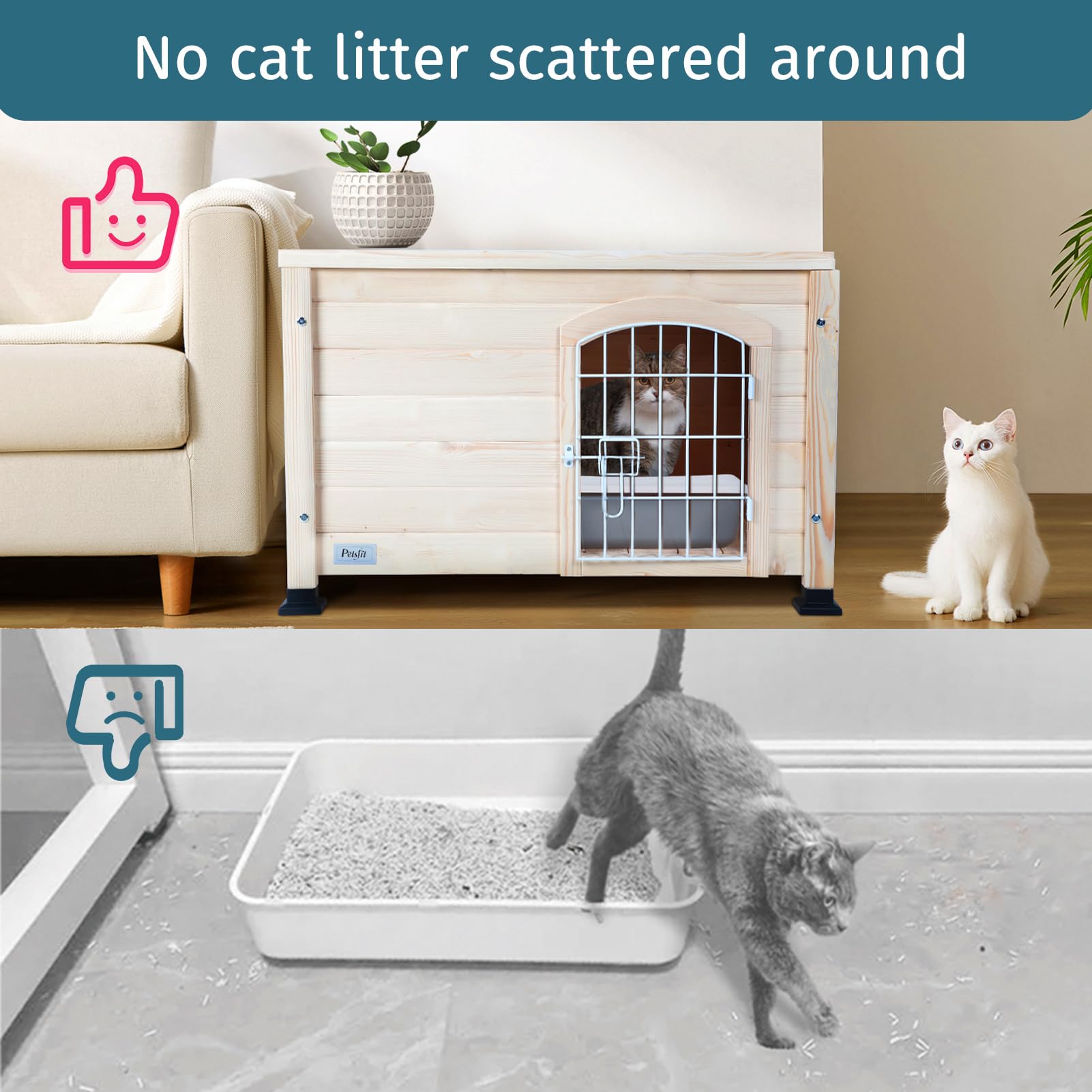 Petsfit Litter Box Enclosure, Modern Cat Litter Box Furniture With Door, Cat House For Indoor Cats, Side End Table, Perfect For