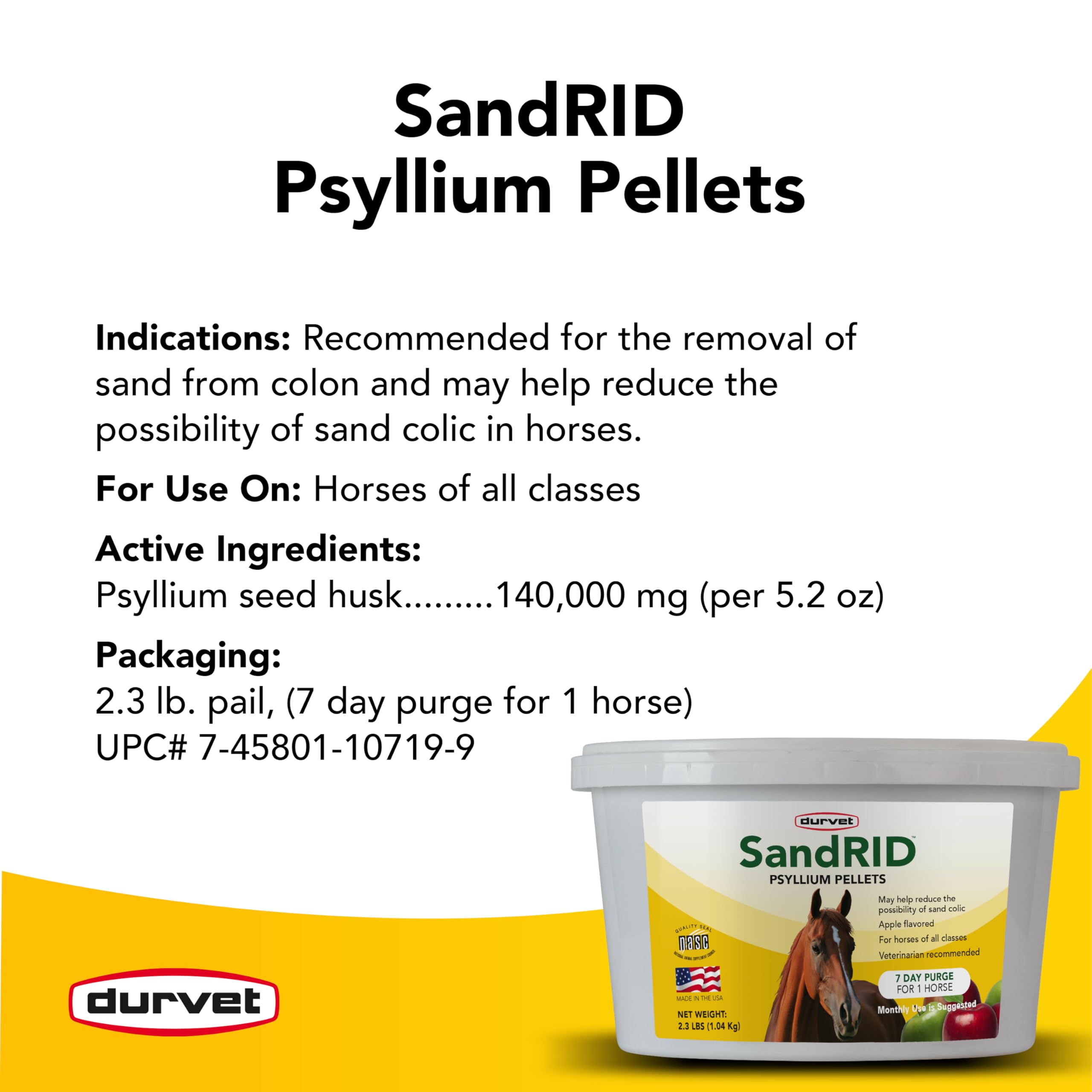Durvet Sandrid Psyllium Pellets Value Pack for Equine, 2.3 lb - Model DURVET - 745801107199