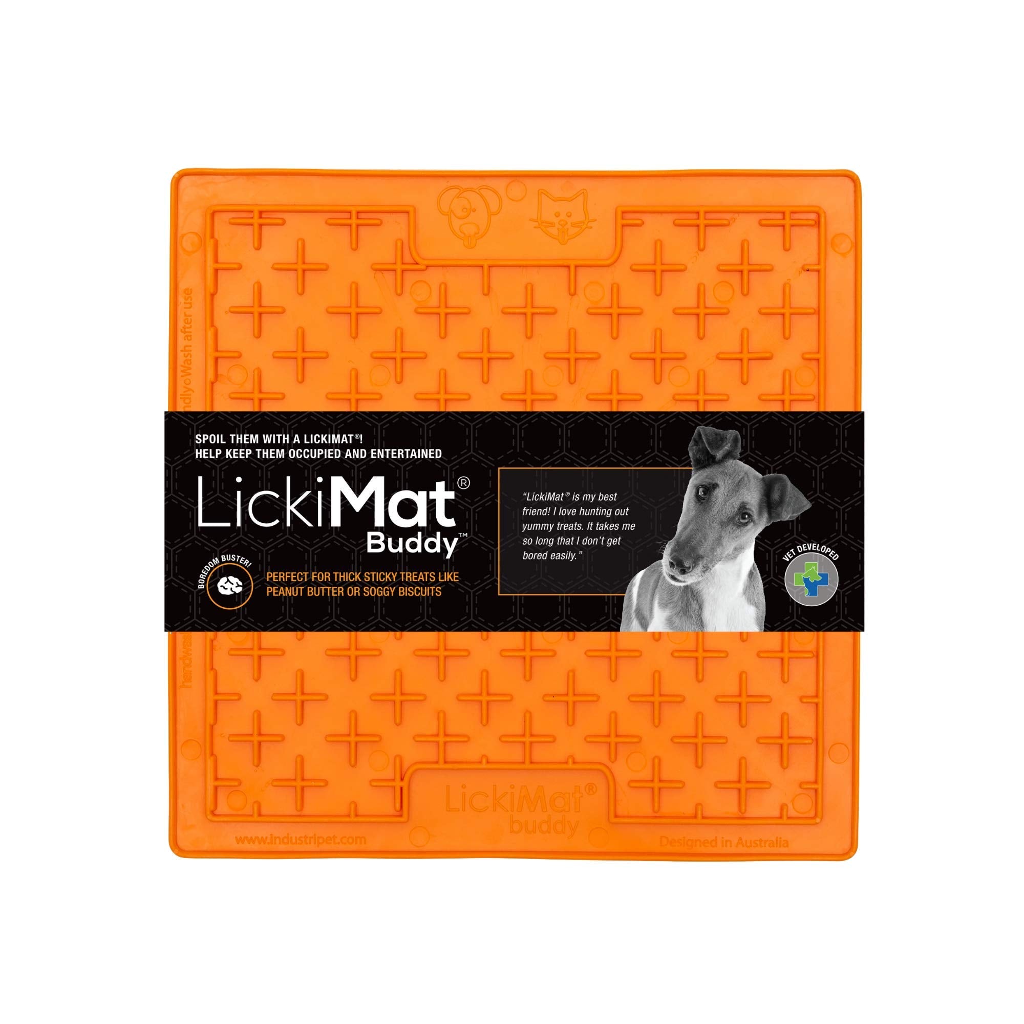 LickiMat Classic Buddy Slow Feeder for Dogs Lick Mat Boredom Anxiety Reducer Perfect for Food Treats Yogurt Liquid Food Peanut B