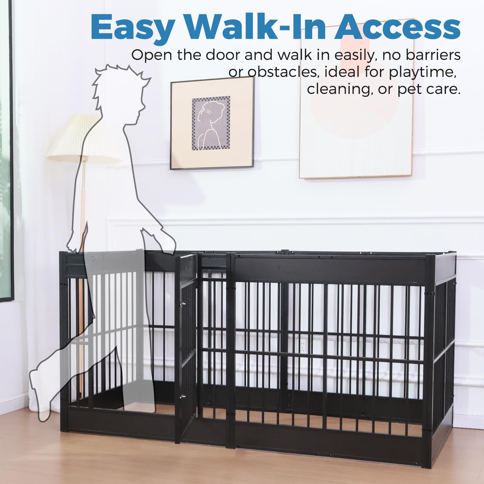 Dog Playpen, 35.4' Height Dog Pen Indoor, Heavy Duty, Safe And Sturdy, Furniture Style Puppy Pen