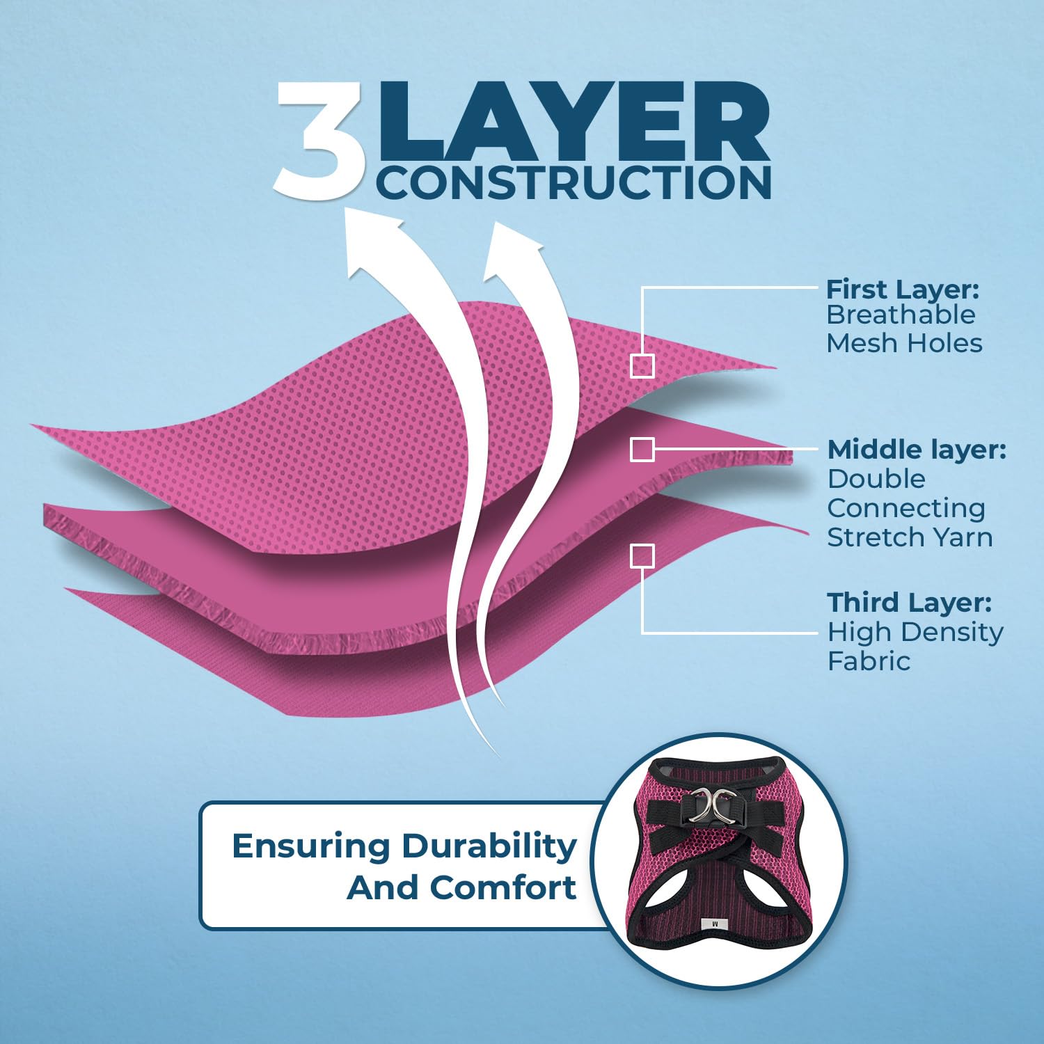 Voyager Step-In Air Dog Harness - All Weather Mesh, Reflective, No Pull Harness For Small, Medium Dogs, Cats - Secure With Hook & Loop Fastener, Buckle, Double D-Rings - Fuchsia 2-Tone, S