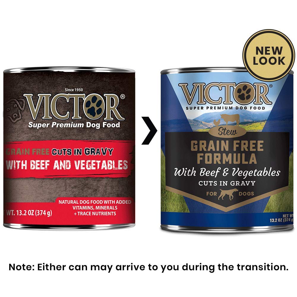 Victor Super Premium Dog Food - Grain Free - Beef and Vegetables Cuts in Gravy - Canned Wet Adult Dog and Puppy Food - All Breed