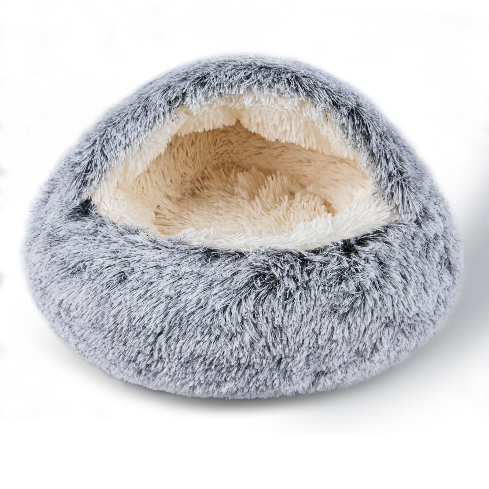 Beleewilwon Cat Bed For Indoor Cats, Calming Cozy Cave With Self-Warming Plush, Entire Bed Machine Washable & Anti-Slip Base, Br