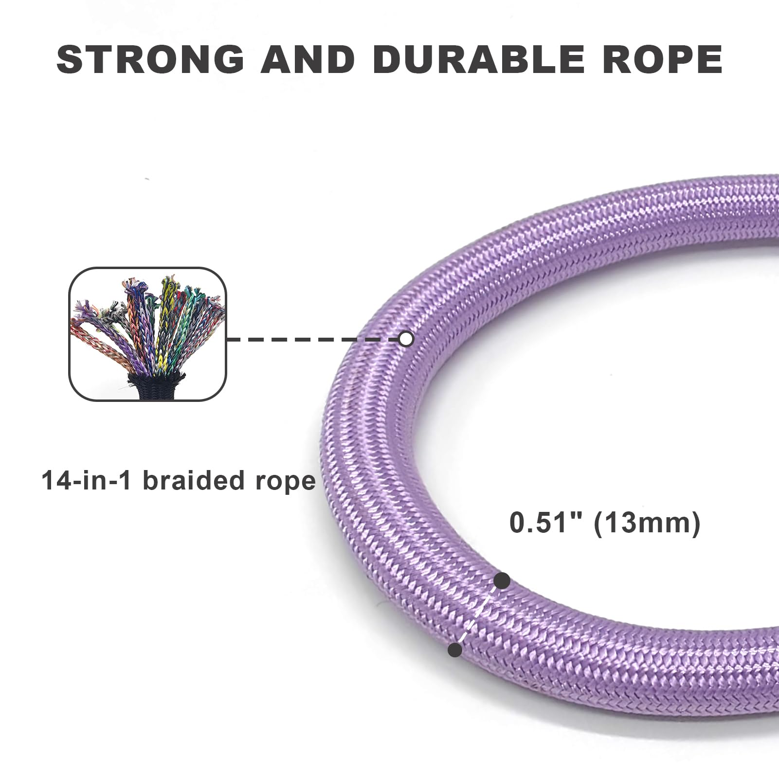 MORXIL Rope Dog Leash - 6FT Heavy Duty Nylon Leash with Auto Locking Carabiner - Purple for Small, Medium, Large Dogs