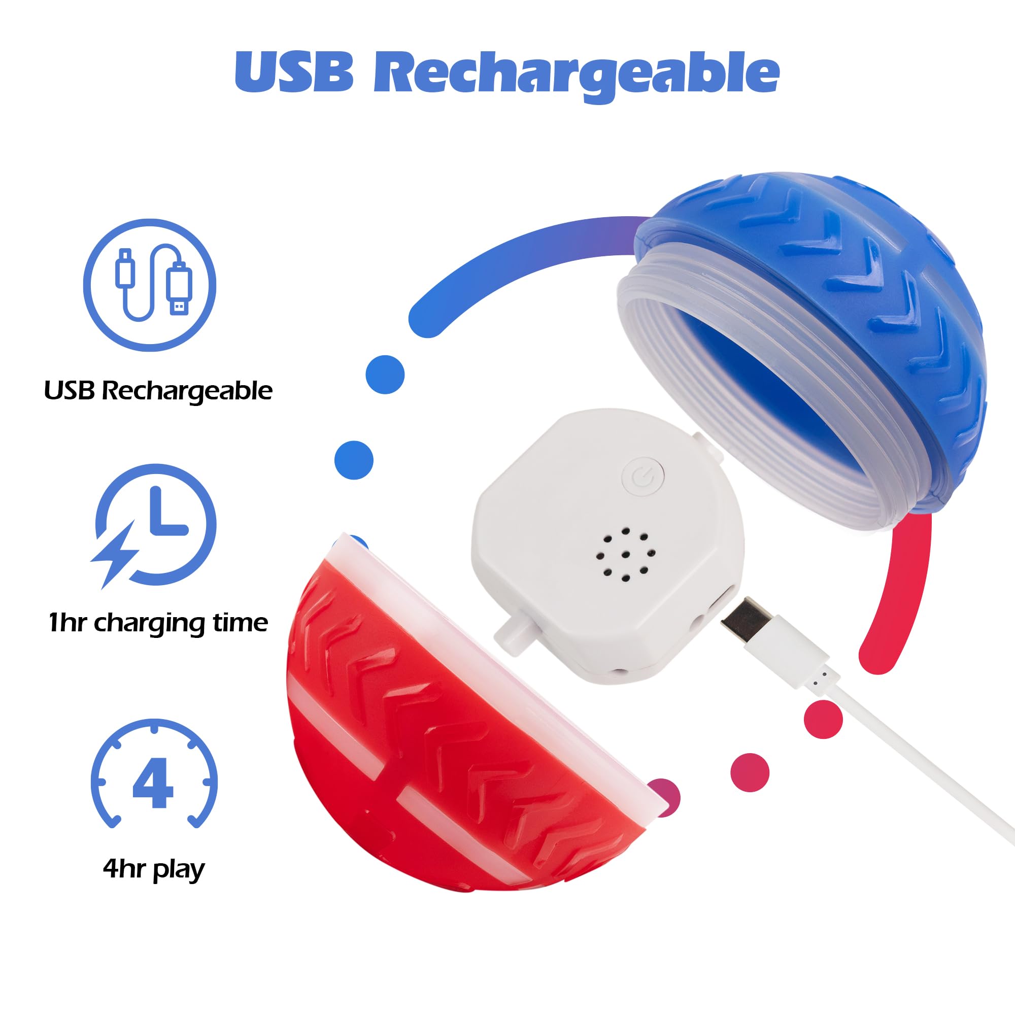 Pet Prime Interactive Dog Toy Ball, Durable 2 Modes Motion Active Rolling Ball For Dogs, Usb Rechargeable Automatic Self Moving