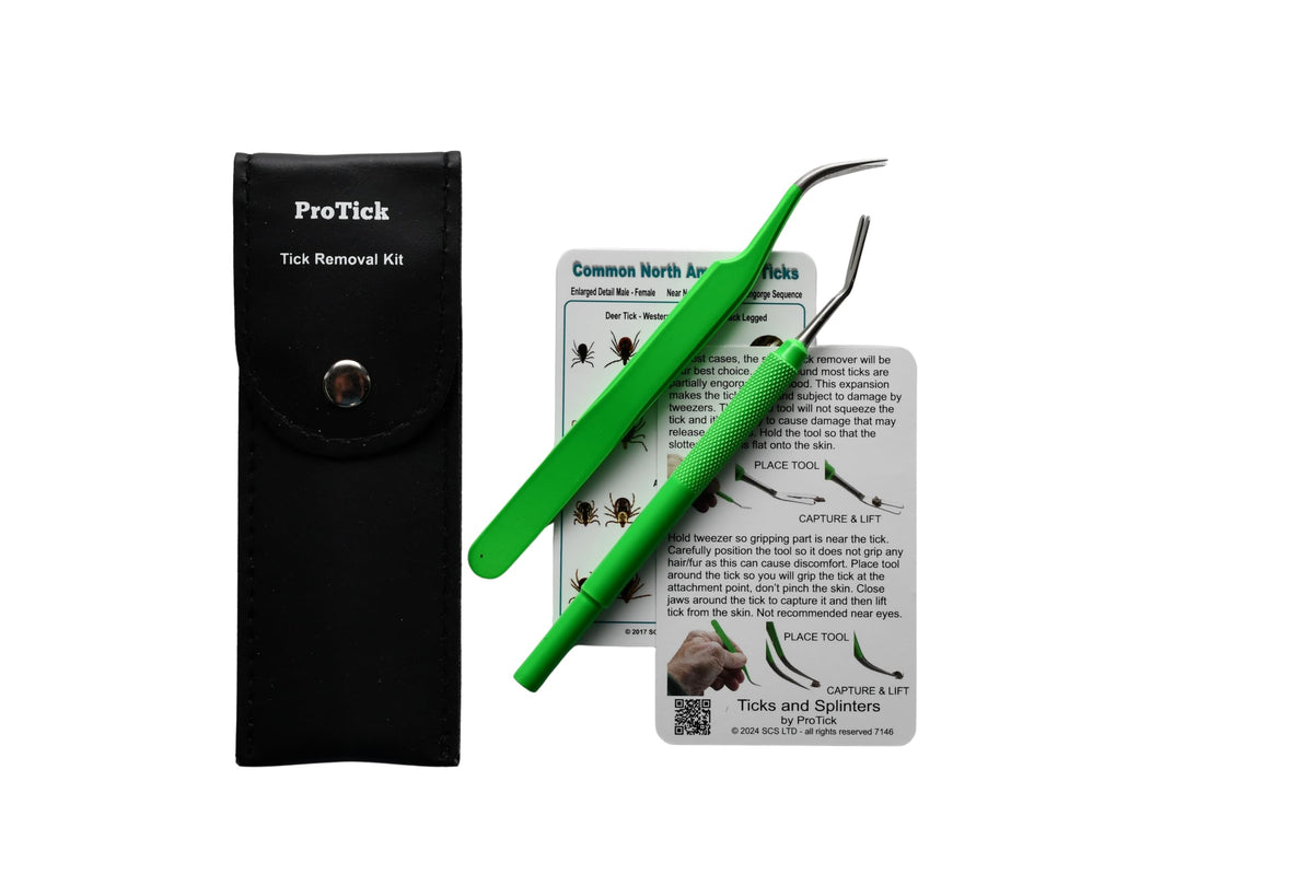 Tick Removal Kit, Precision Stainless Steel Tools, Carry Case, Tick Id Card, Removes All Tick Species And Sizes. Dog, Deer, Lone