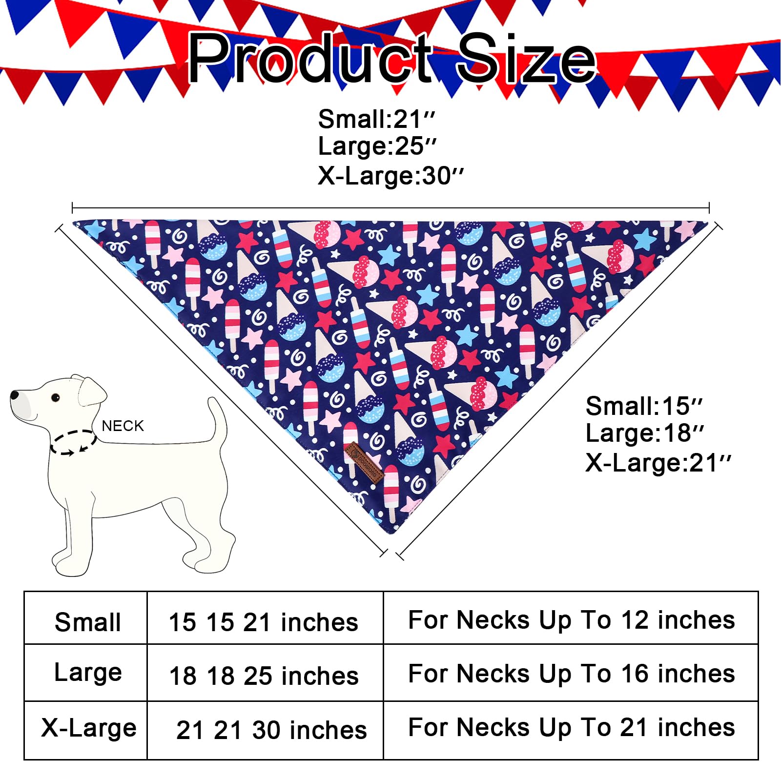 Dogwong American Flag Dog Bandanas 2 Pack, 4Th Of July Triangle Reversible Patriotic Pet Scarf Durable Bandana For Small And Med