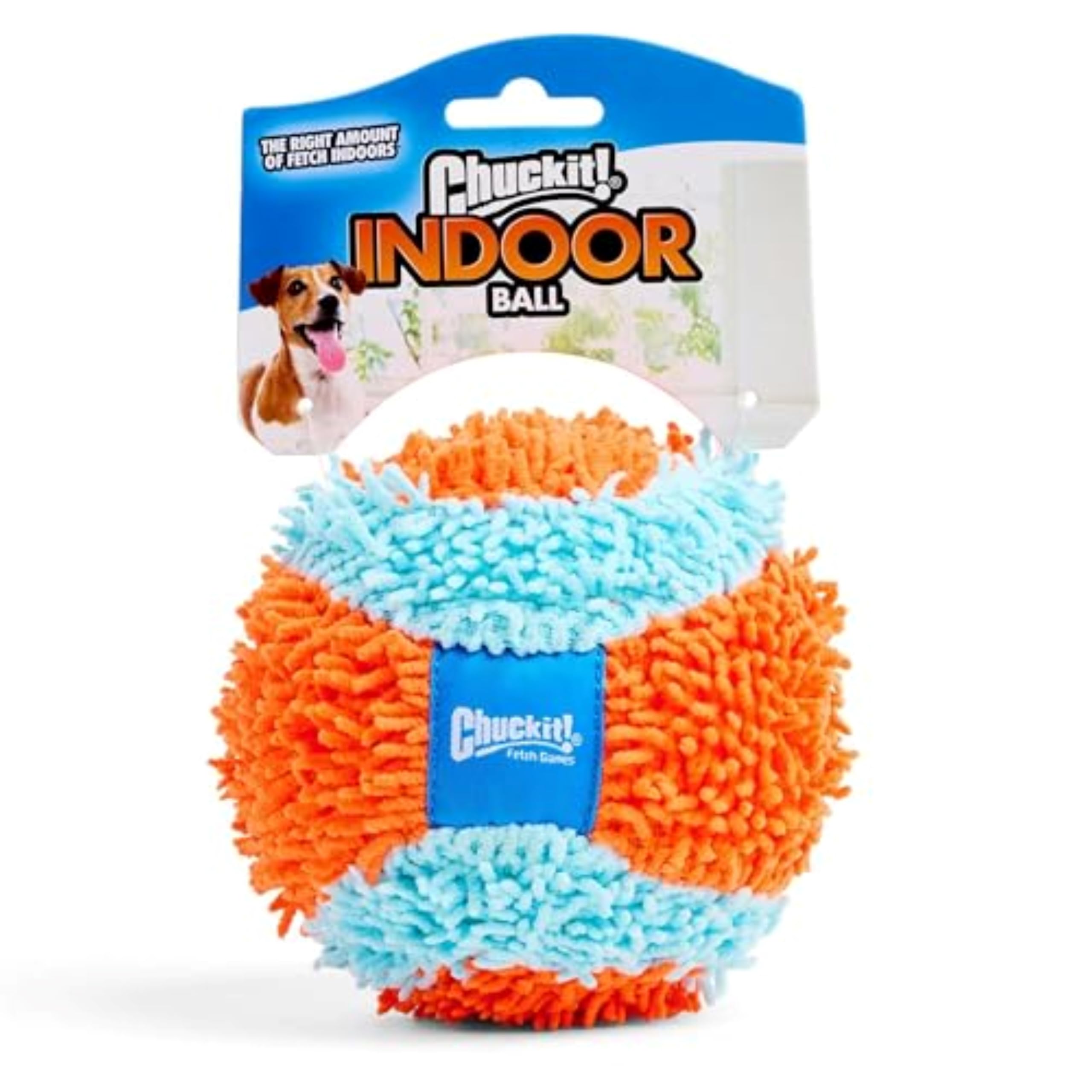 Chuckit! Indoor Fetch Ball Dog Toy For Dogs - Interactive Dog Toys For Boredom, 4.75 Inch, Orange And Blue