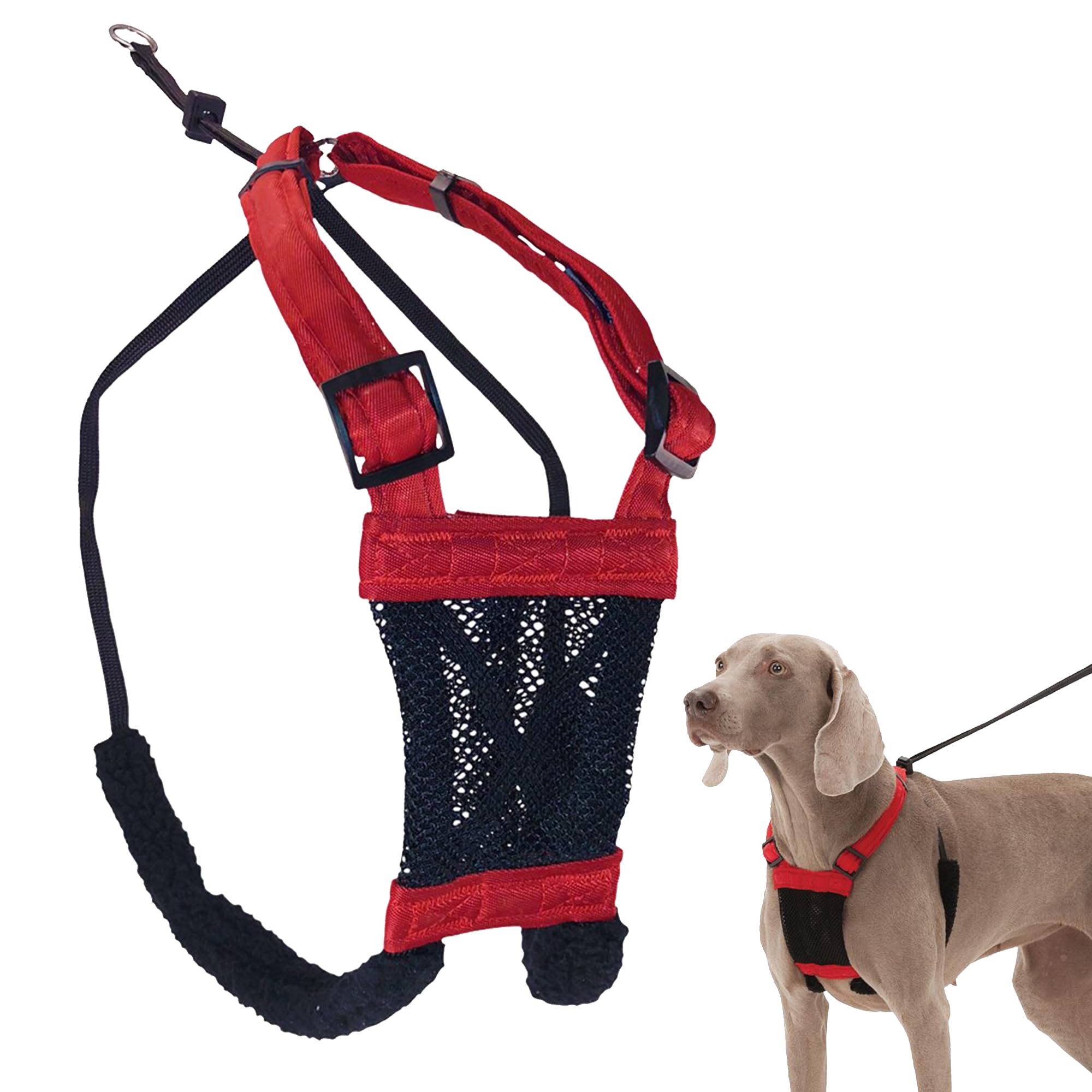 Sporn No Pull Dog Harness for Large Dogs, L/XL Red Mesh, Durable Nylon, Breathable, Lightly Padded, Soft & Easy, Heavy Duty Body