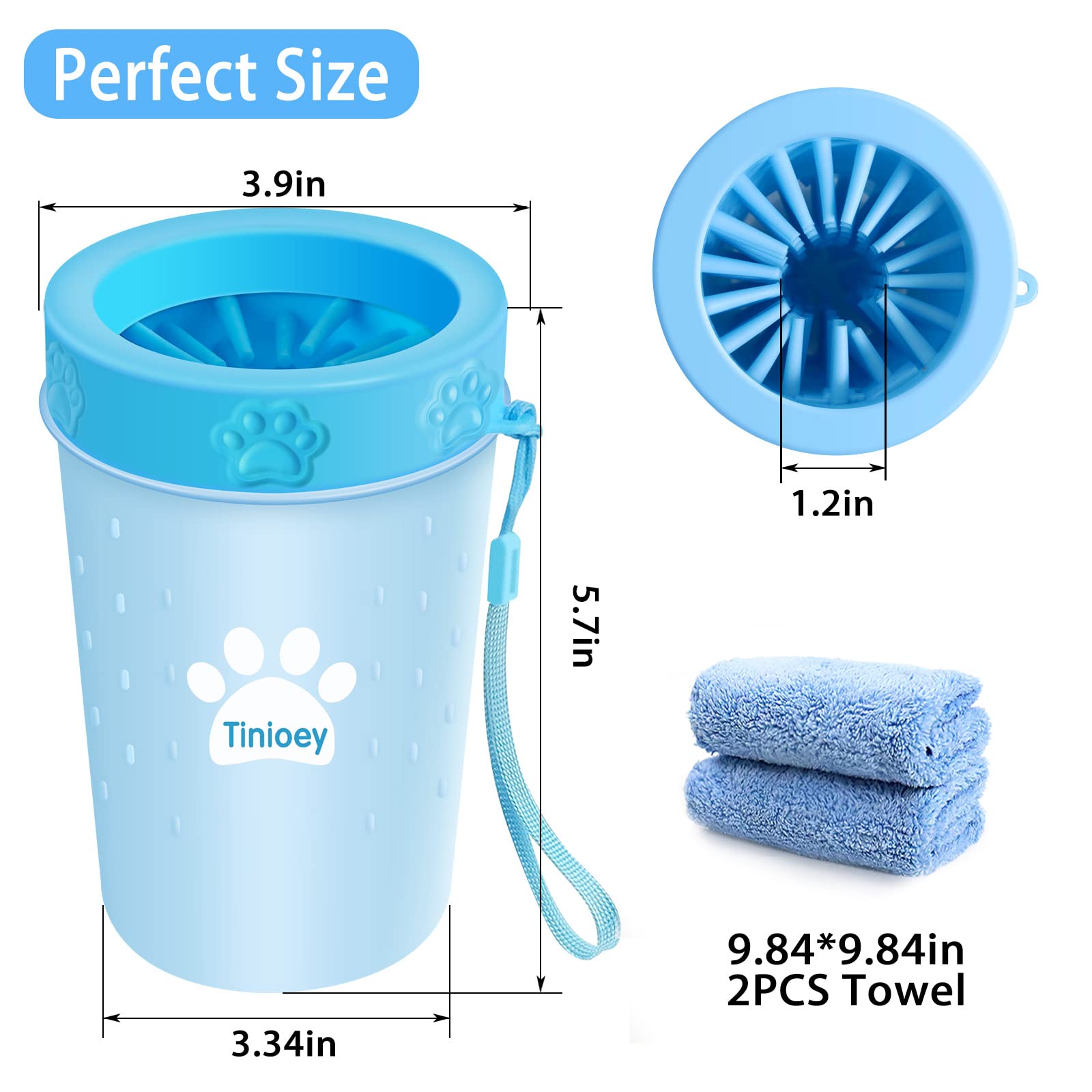 Dog Paw Cleaner For Medium Dogs (With 3 Absorbent Towels), Dog Paw Washer, Paw Buddy Muddy Paw Cleaner, Pet Foot Cleaner (Medium, Green)