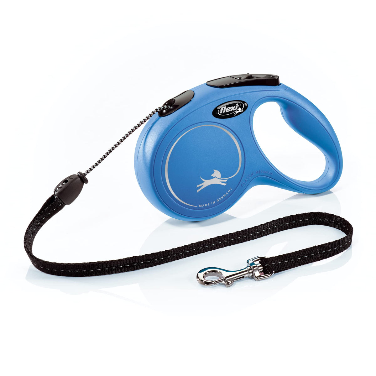 Flexi New Classic Cord Retractable Dog Leash For Medium Dogs Up To 44 Lbs. – 16 Ft., Blue | Tangle-Free Pet Walking Leash With One-Handed Brake, Pause, Lock|German Quality Product