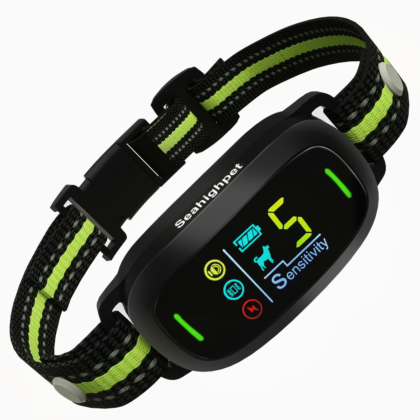 Seahighpet Rechargeable Dog Bark Collar: Anti Barking Collar With 5 Adjustable Sensitivity Smart Triggering No Bark Collars For Small Medium Large Dogs With Beep | Vibration | Shock
