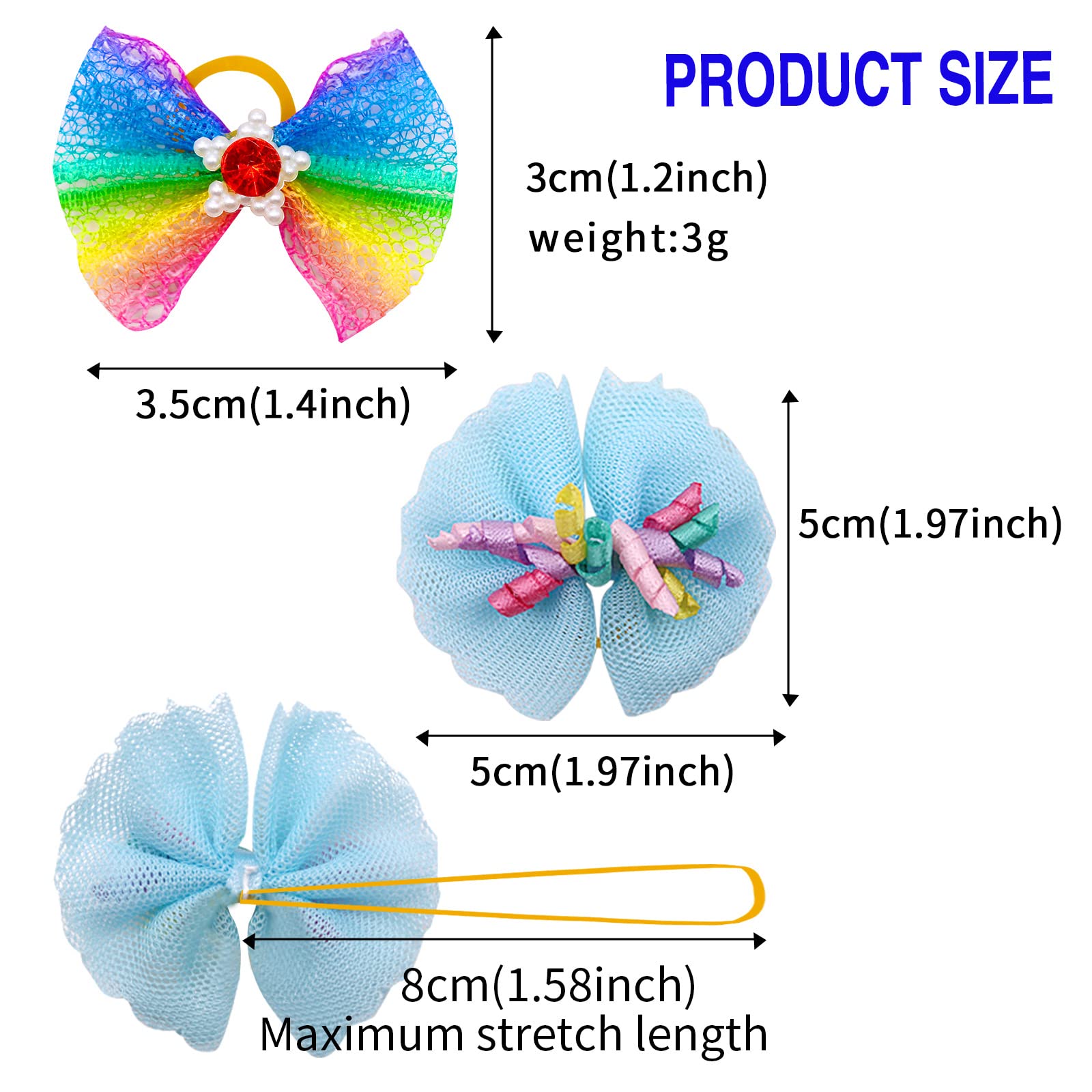 Mruq Pet 100Pcs Dog Hair Bows, Bulk Pet Small Dog Bows Girl With Rubber Bands, Tiny Dog Hair Grooming Bows, Mix Dainty Puppy Dog