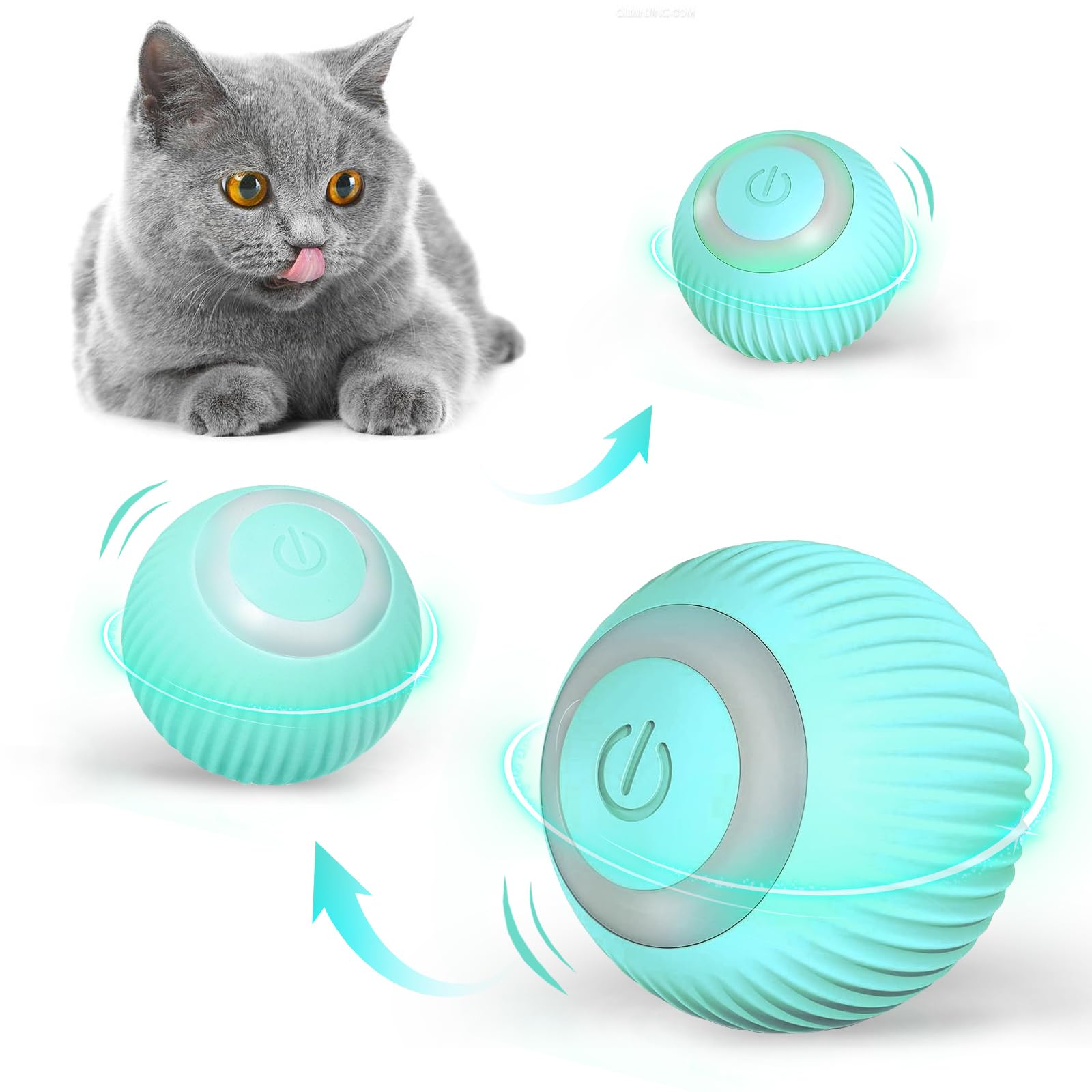 Neovsuny Interactive Ball Toy For Cats, Ball With Led Light, Intelligent Cat Toy Indoor Automatic Rolling For Dogs, Kittens, Aut