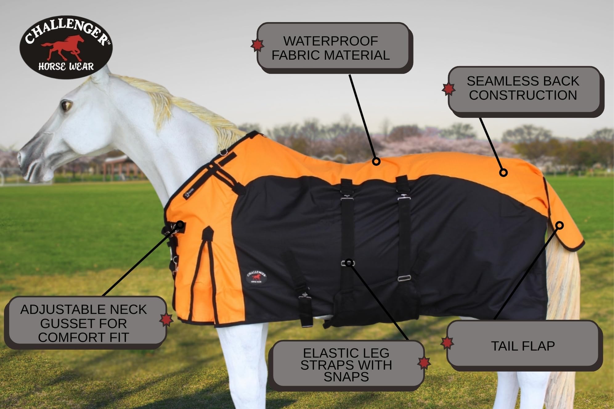 Challenger 76'' 1200D Turnout Waterproof Fleece Lined Medium Winter Blanket Sheet 382Lg