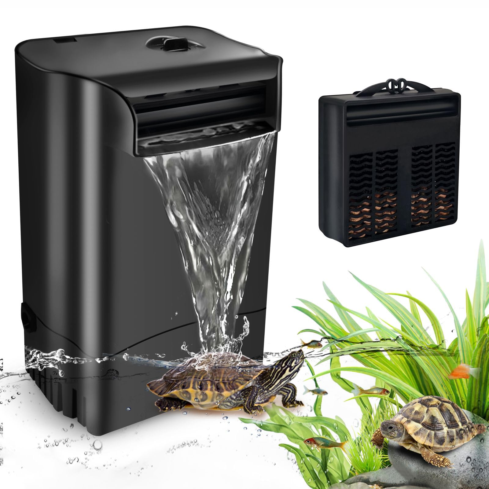 GOZILLA 265GPH Turtle Tank Filter,16W High Flow-Rate Adjustable Turtle Filter Fish Tank Filter, Silent Waterfall Aquarium Filter