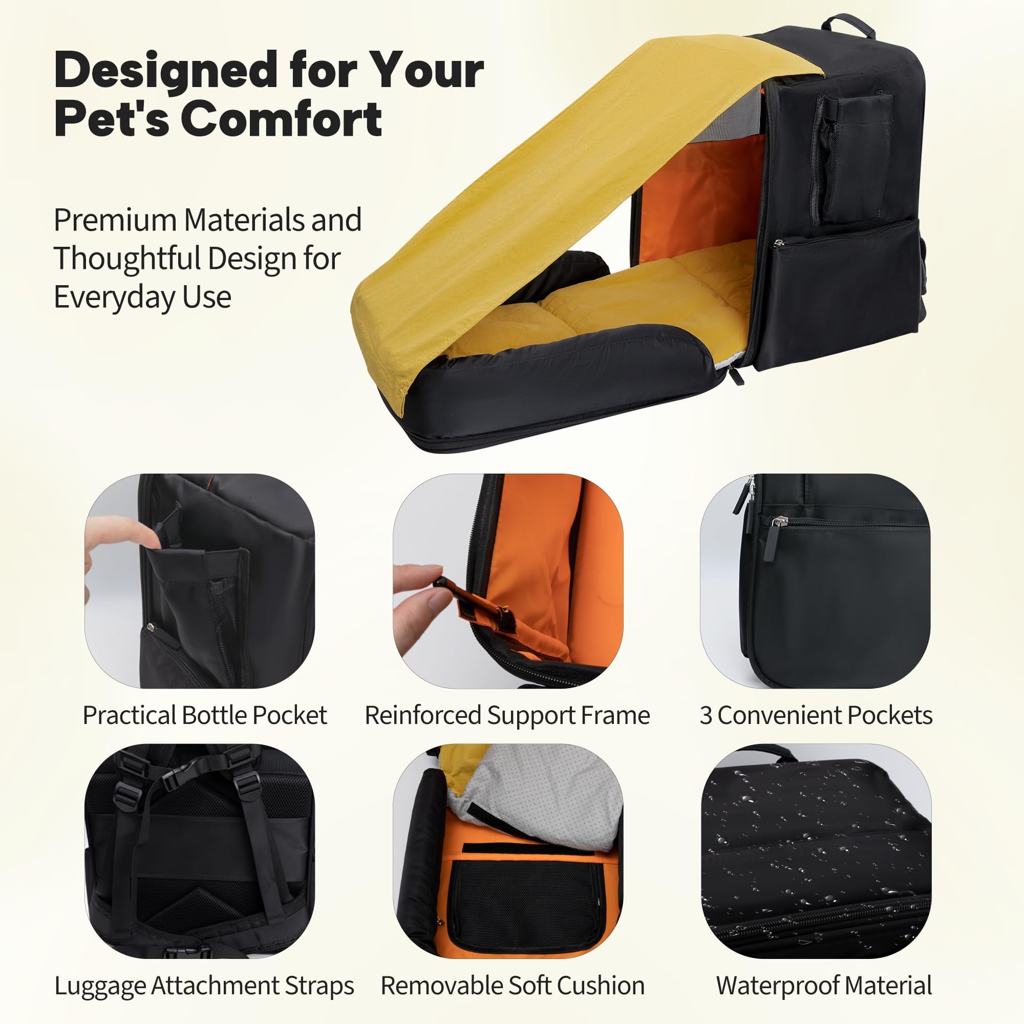 Expandable Pet Carrier Backpack For Cats And Dogs - Tsa Airline Approved, 16'X14'X10' Cat Dog Backpack Carrier With Detachabl