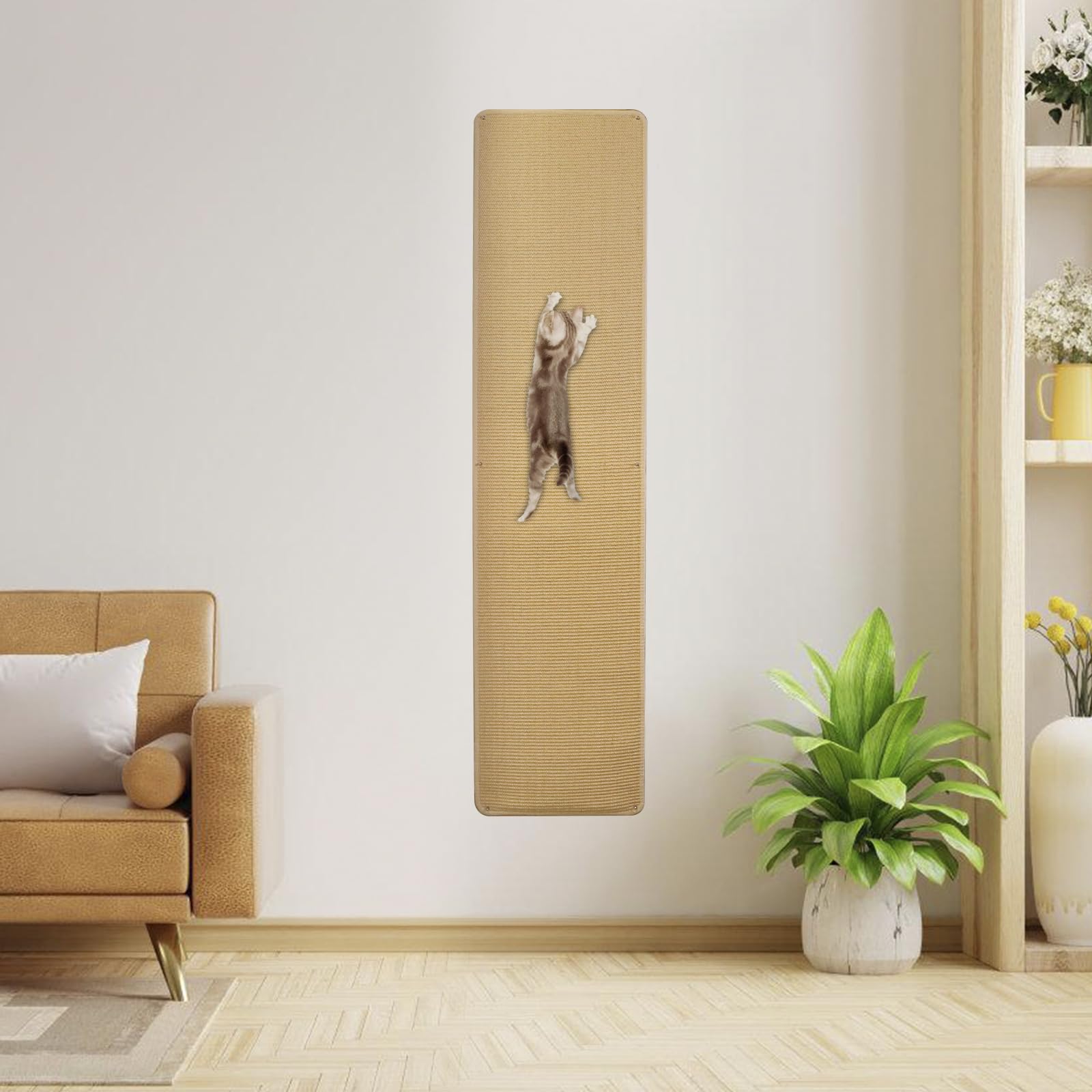 Extra Large Cat Wall Climbing Carpet 67X16, Tall Cat Scratch Pad with 8 Nails, Door Hanging Sisal Pet Scratcher Mat for Furnitur