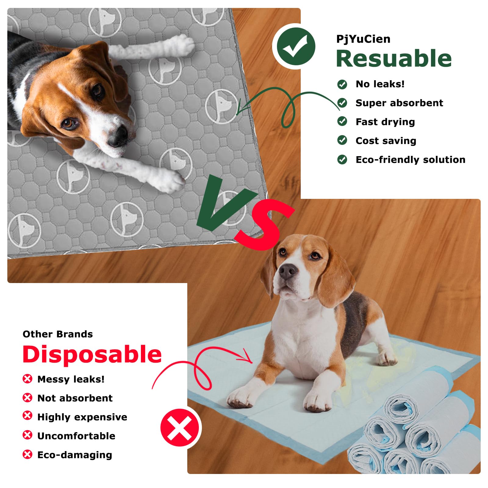 Pjyucien Machine Washable Square Dog Playpen Mat, 36 Inches Wide, Non-Slip Pet Pen Pee Pad, Suitable For Indoor/Outdoor Puppy Tr