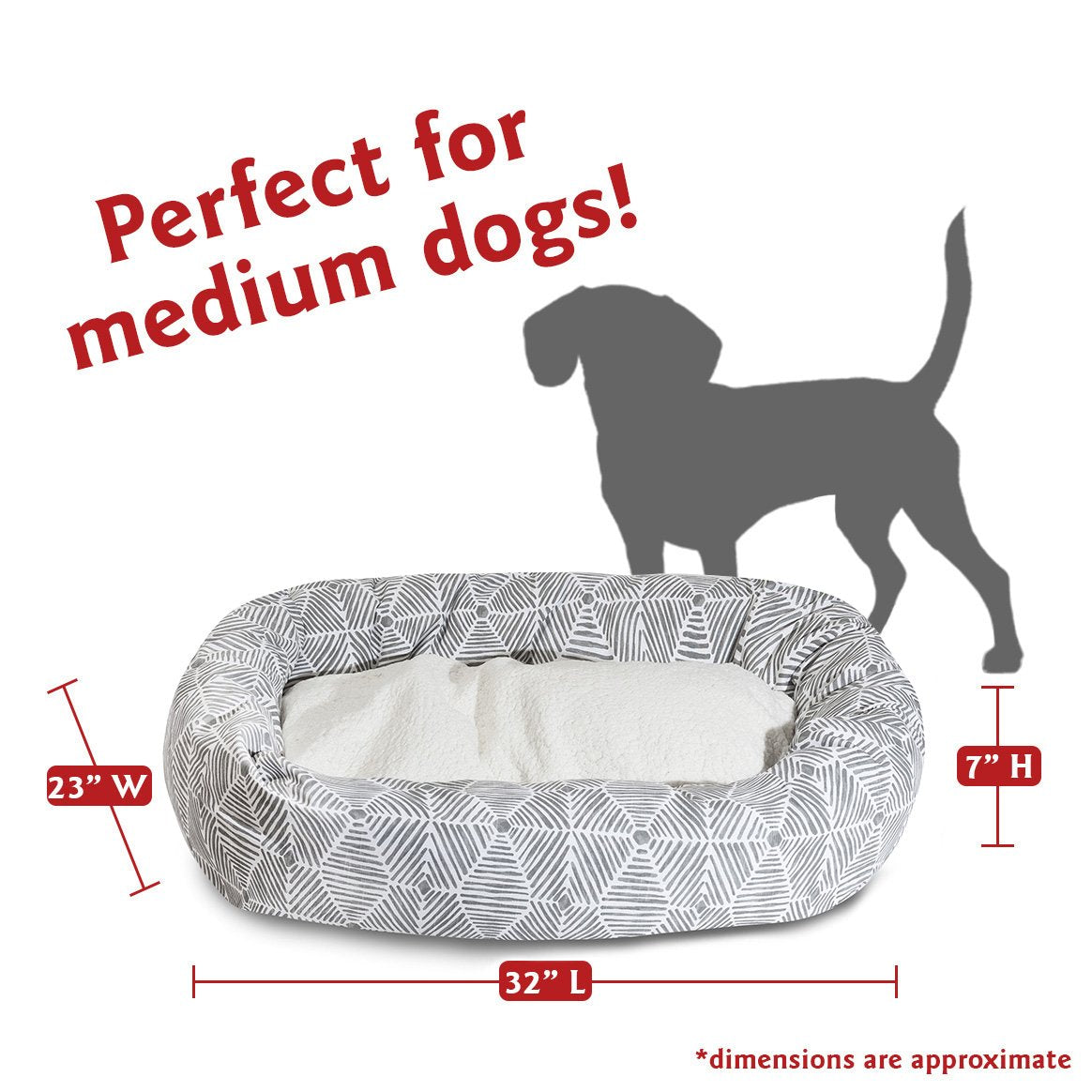 Majestic Pet 32'' Charlie Gray Sherpa Bagel Bed