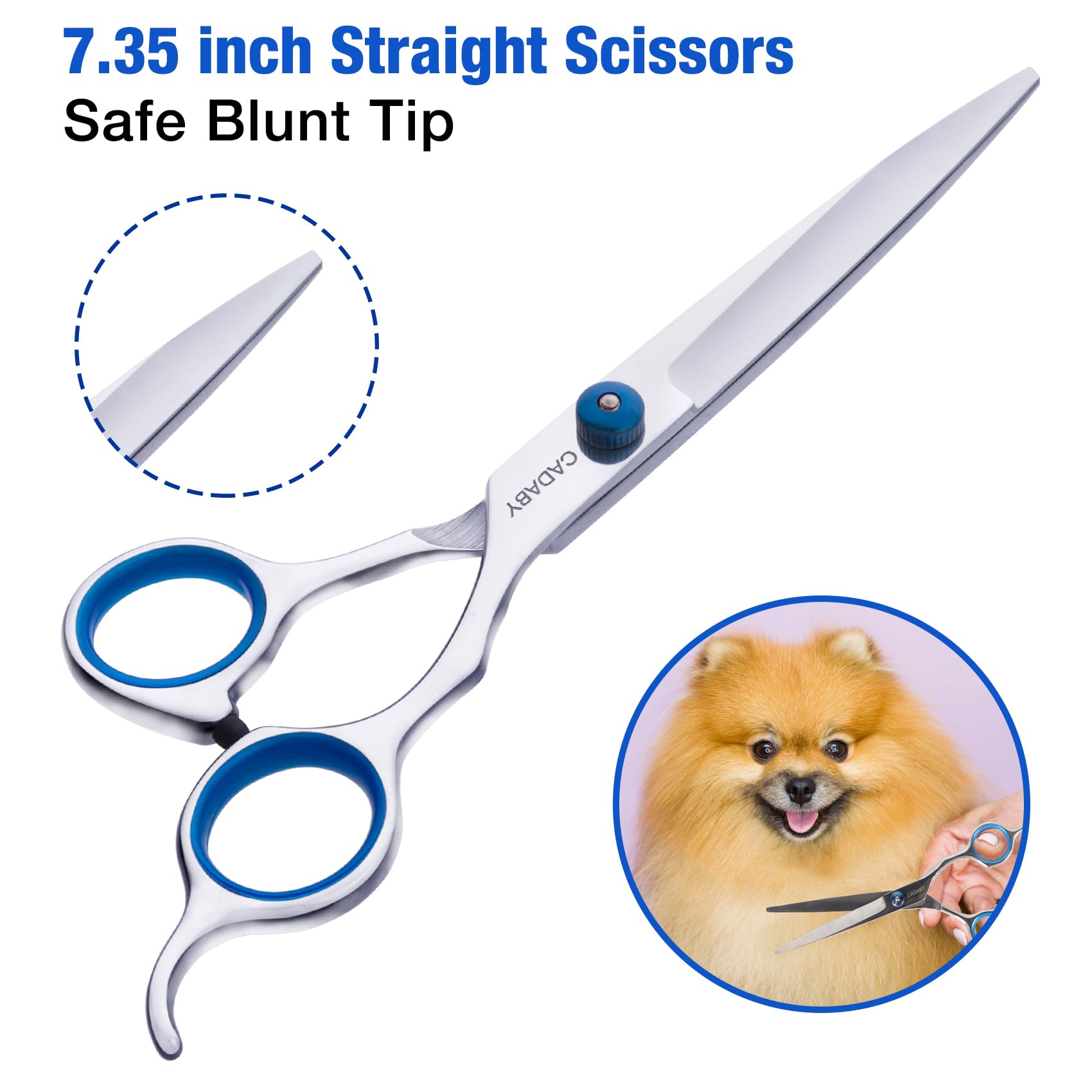 CADABY Dog Grooming Scissors Kit, 5 in 1 Dog Grooming Scissors, Professional Stainless Steel Dog Scissors for Grooming, Pet Groo