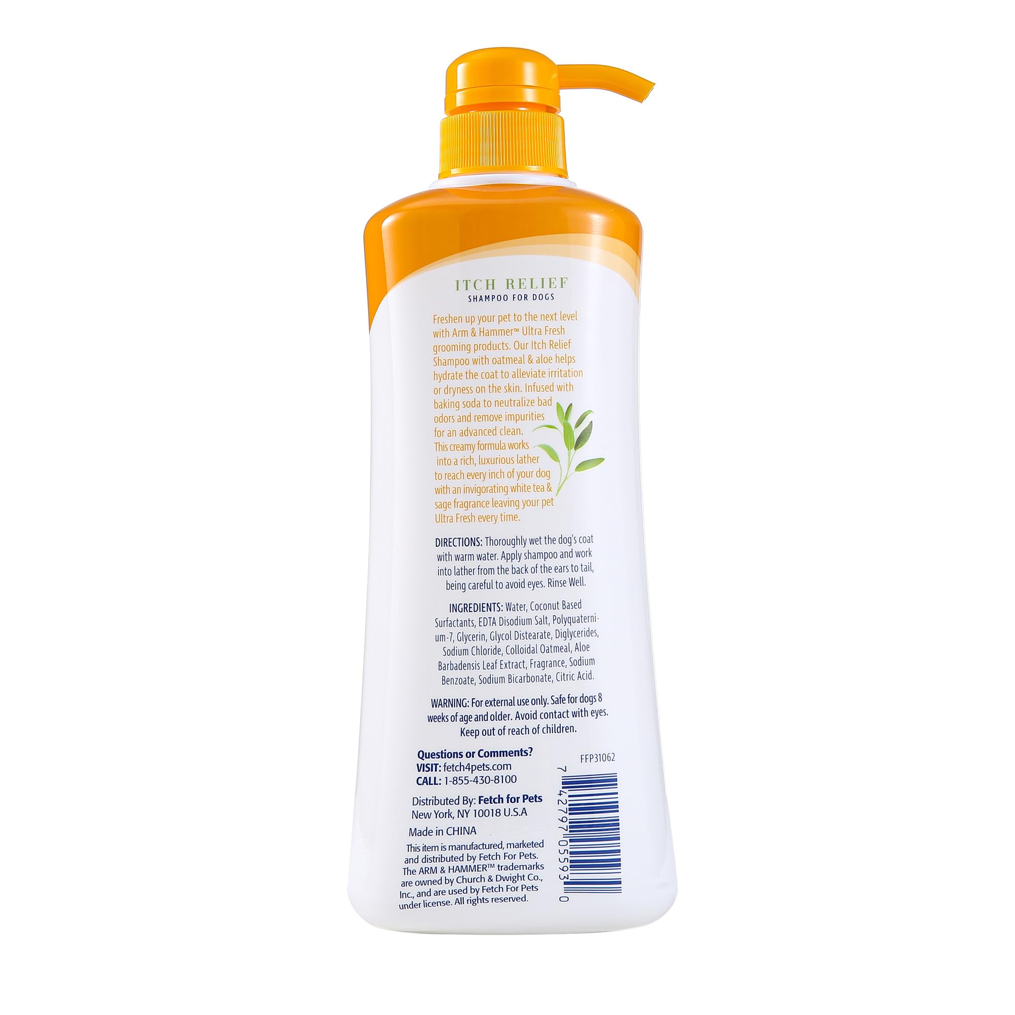 Arm & Hammer For Pets Ultra Fresh Itch Relief Shampoo With Oatmeal & Aloe Value Size With Pump 24Oz | Great Smelling Dog Grooming Supplies, Dog Bathing Supplies, Dog Wash, Puppy Shampoo, Pet Shampoo