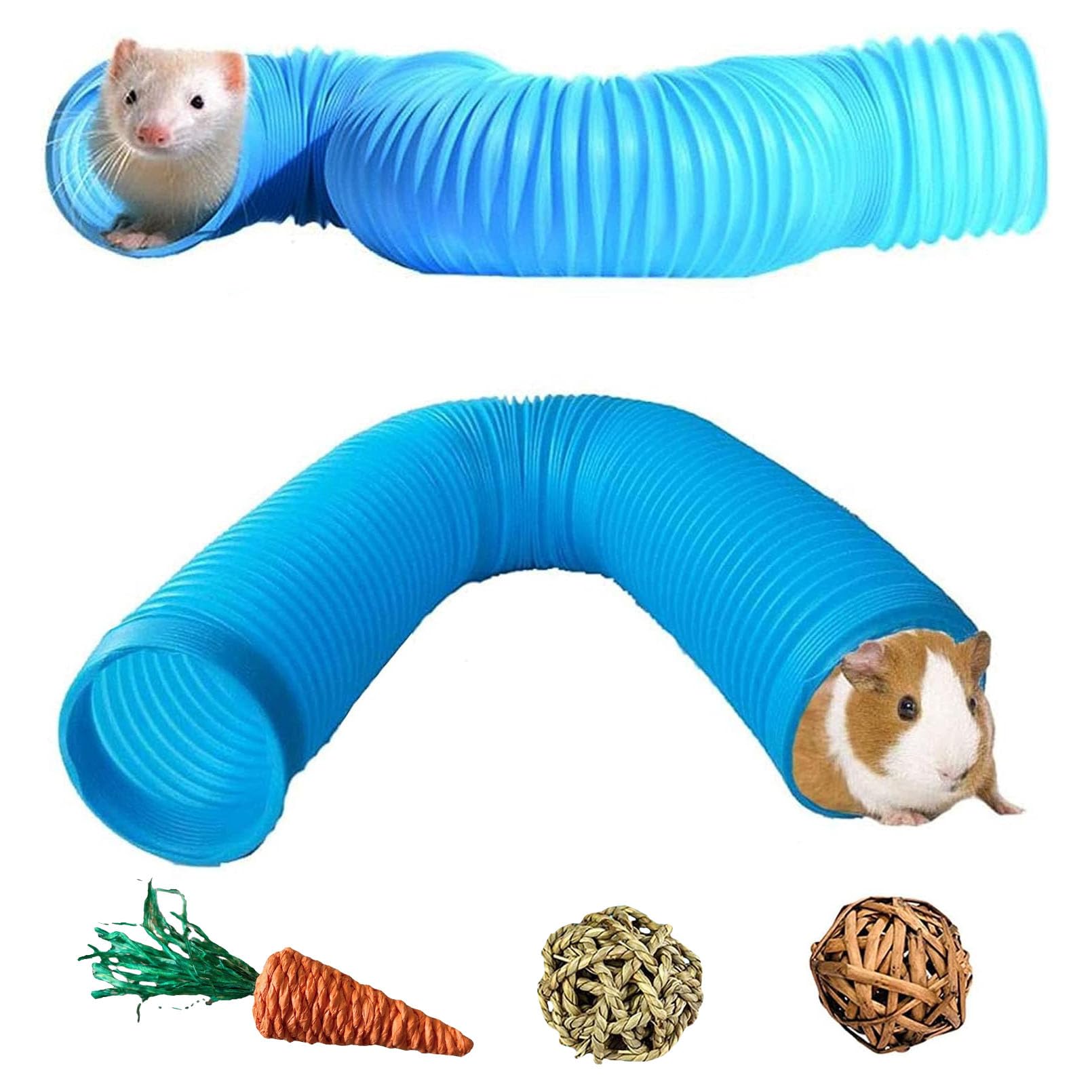 Collapsible Pet Tunnel, 2 Pcs Hamster Fun Plastic Tunnels, Foldable Hideaway Exercising Training Tube Toys For Dwarf Hamster, Gu