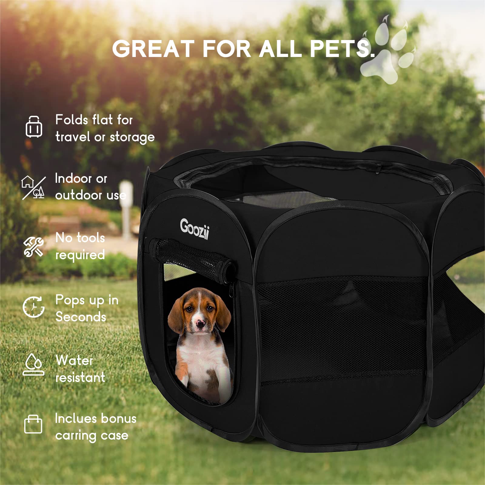 Goozii Puppy Playpen Indoor For Small Dogs, Portalble Pet Dog Play Pens Kennel Crate With Top Cover Floor Door Enclosed For Larg